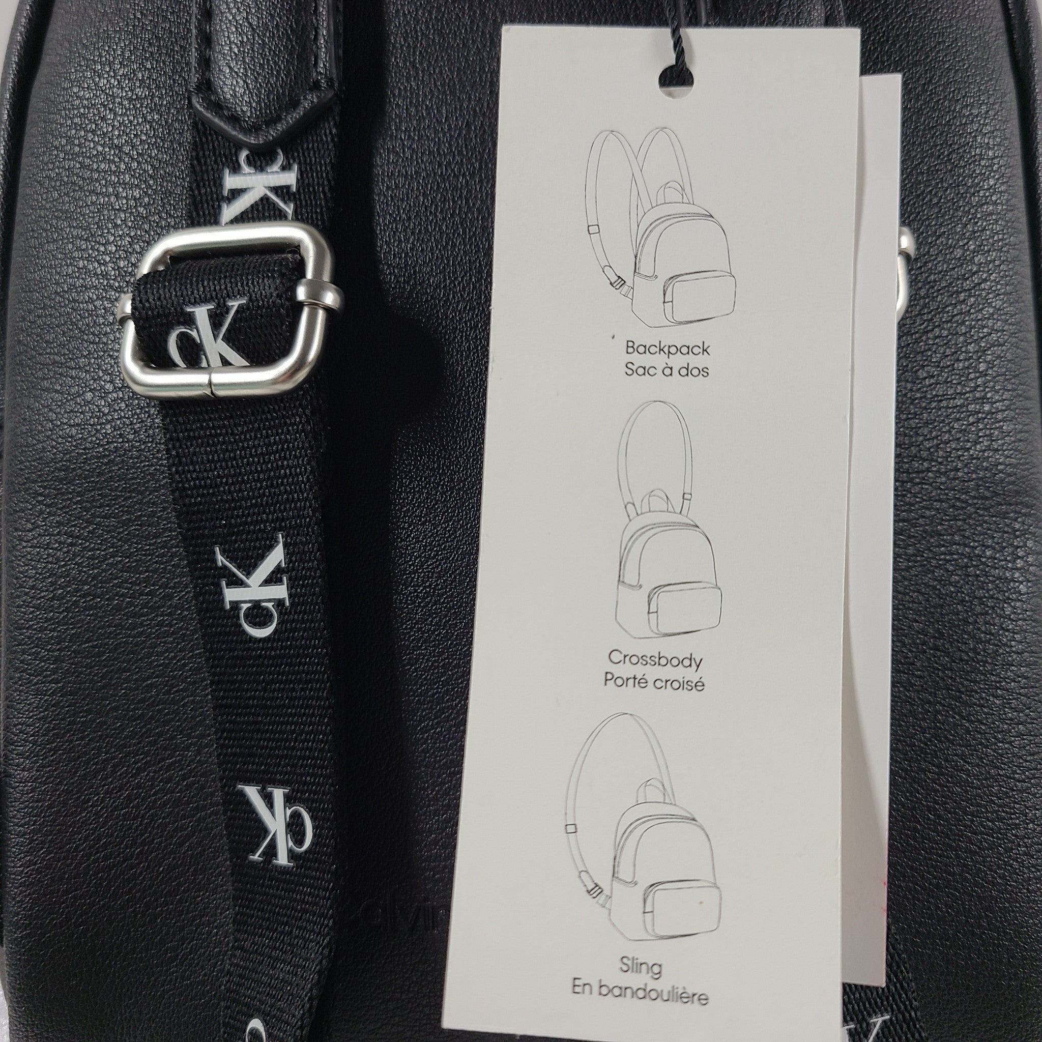 Calvin Klein Women's Ultralight Embroidered Logo Backpack Vegan Leather Black