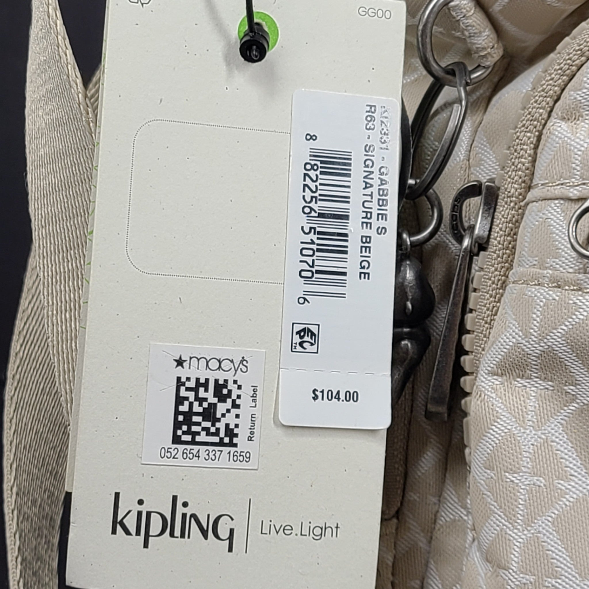 Kipling Women's Gabbie S Crossbody Bag Multiple Pockets Adjustable Strap Beige