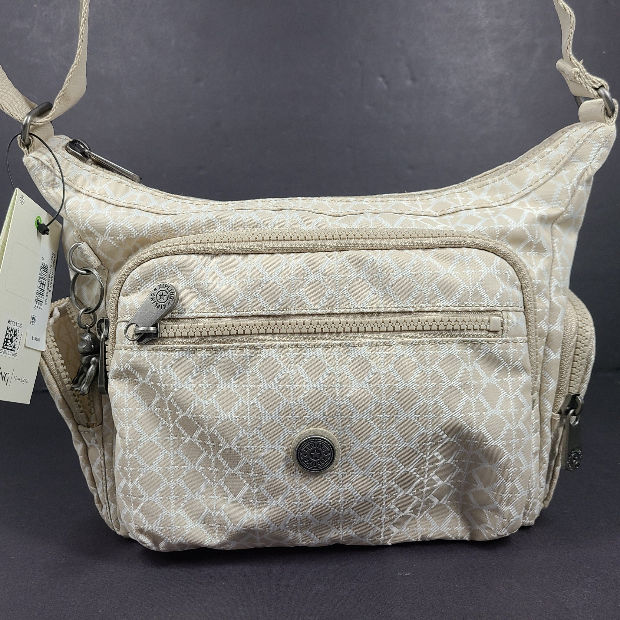 Kipling Women's Gabbie S Crossbody Bag Multiple Pockets Adjustable Strap Beige