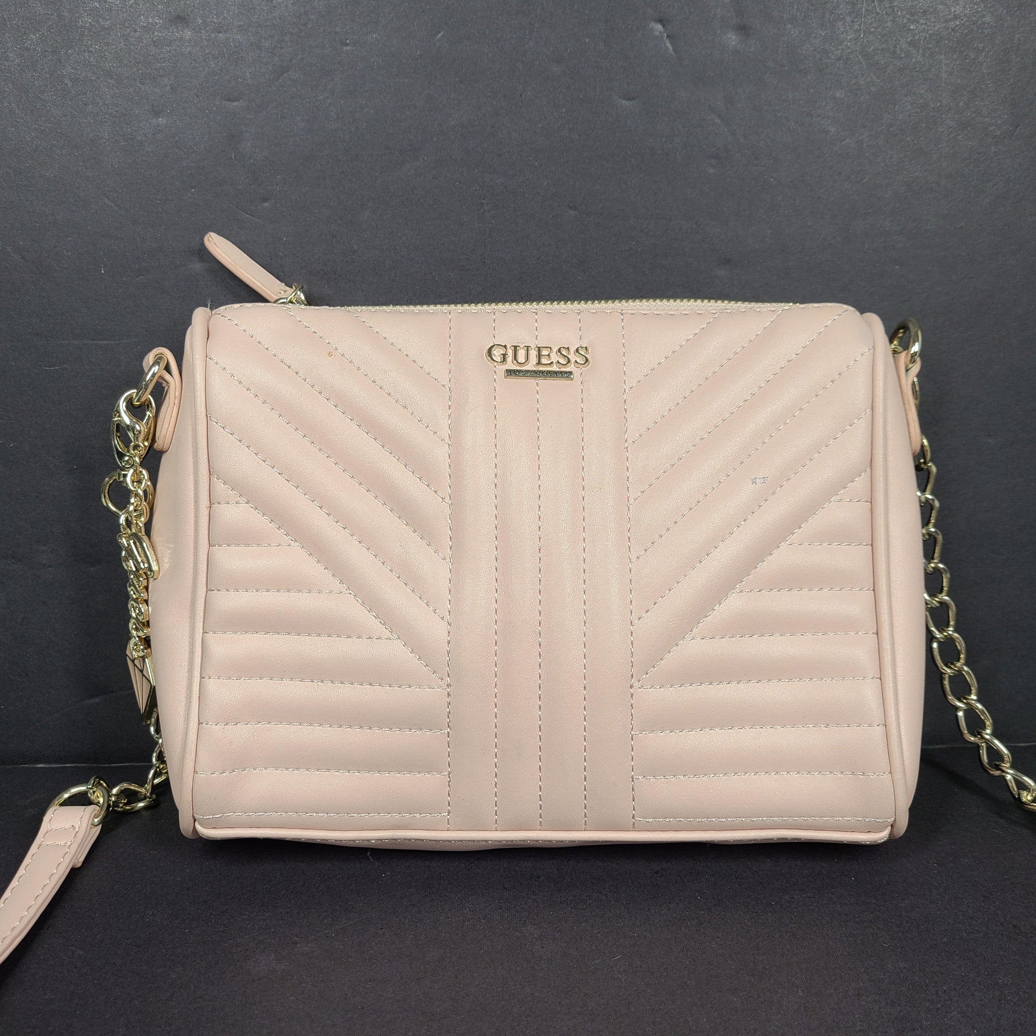 GUESS Marisol Quilted Crossbody Strap Bag Top-Zip Multiple Pockets Pink