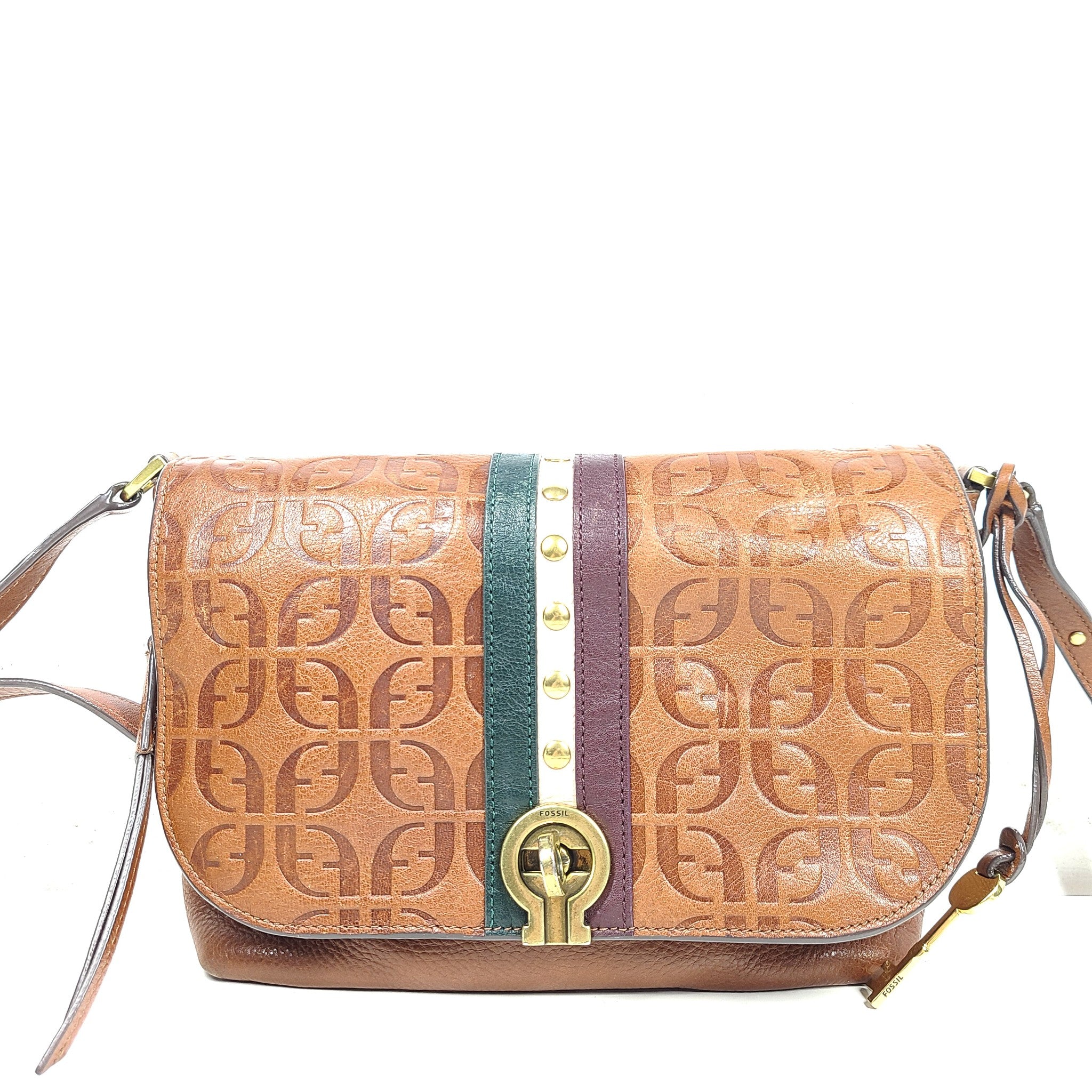 Fossil Maya Crossbody Flap Bag Real Leather Purse ZB7839914 Brown Multi