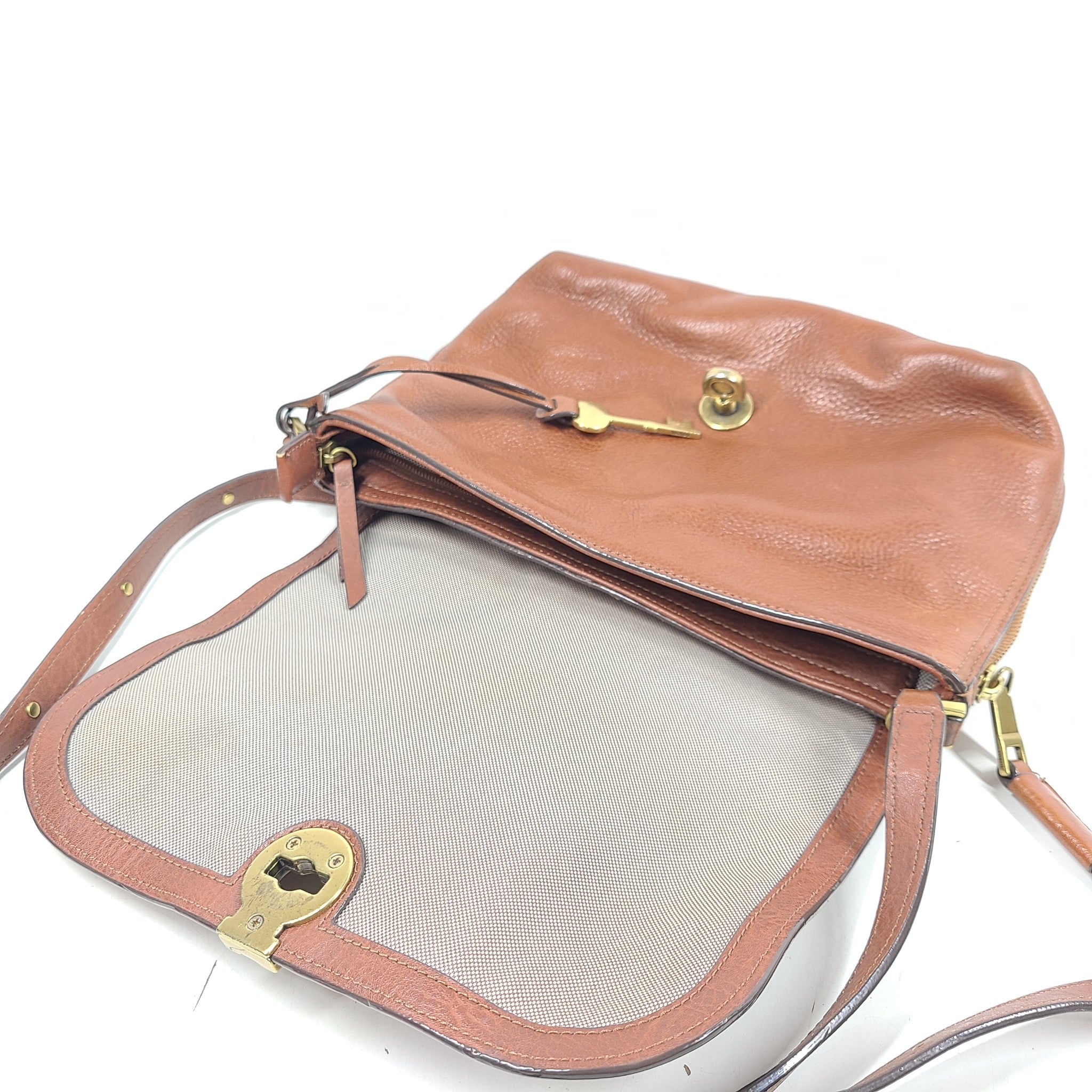 Fossil Maya Crossbody Flap Bag Real Leather Purse ZB7839914 Brown Multi