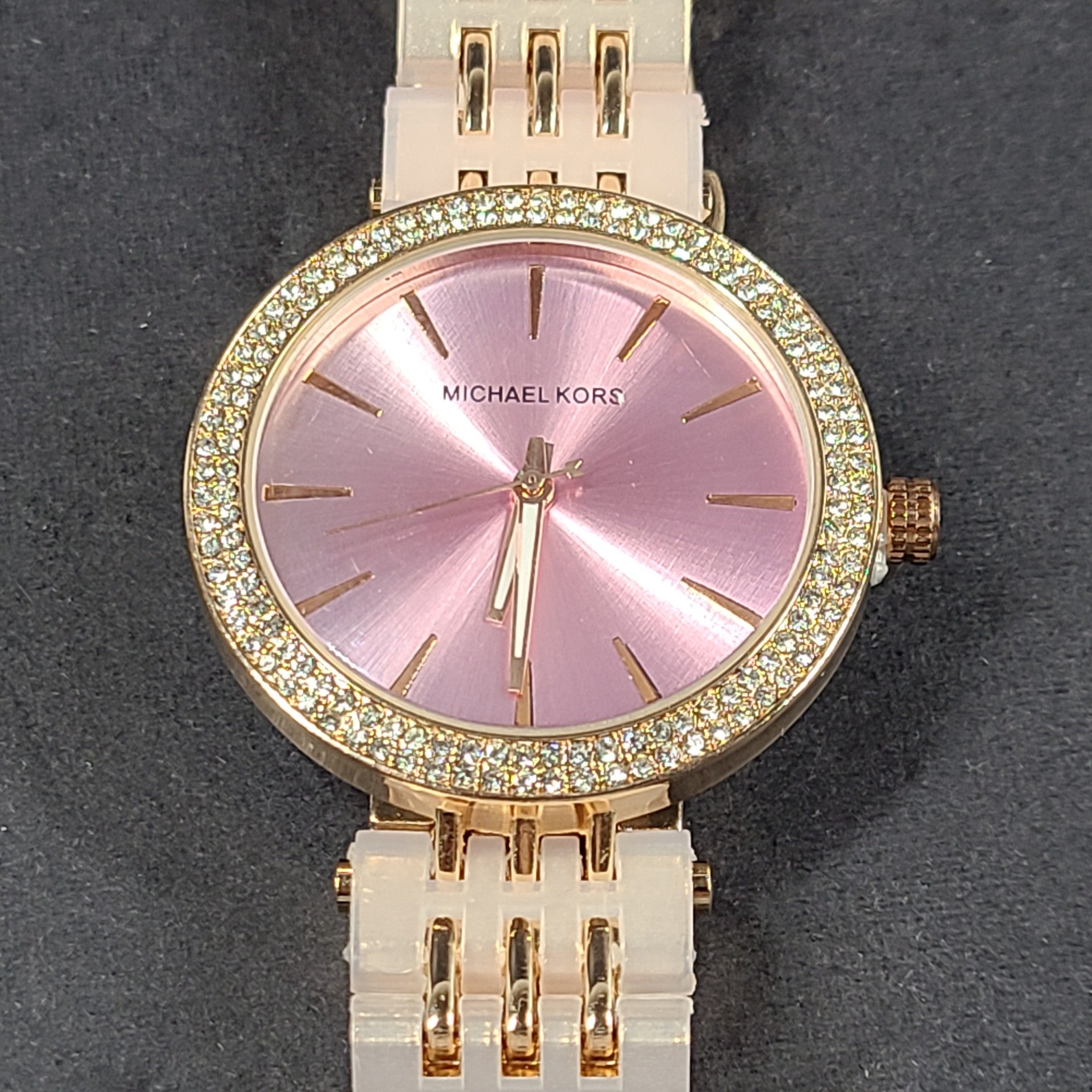Michael Kors Darci Rose Gold Watch Blush Acetate Bracelet Pink Dial MK3728