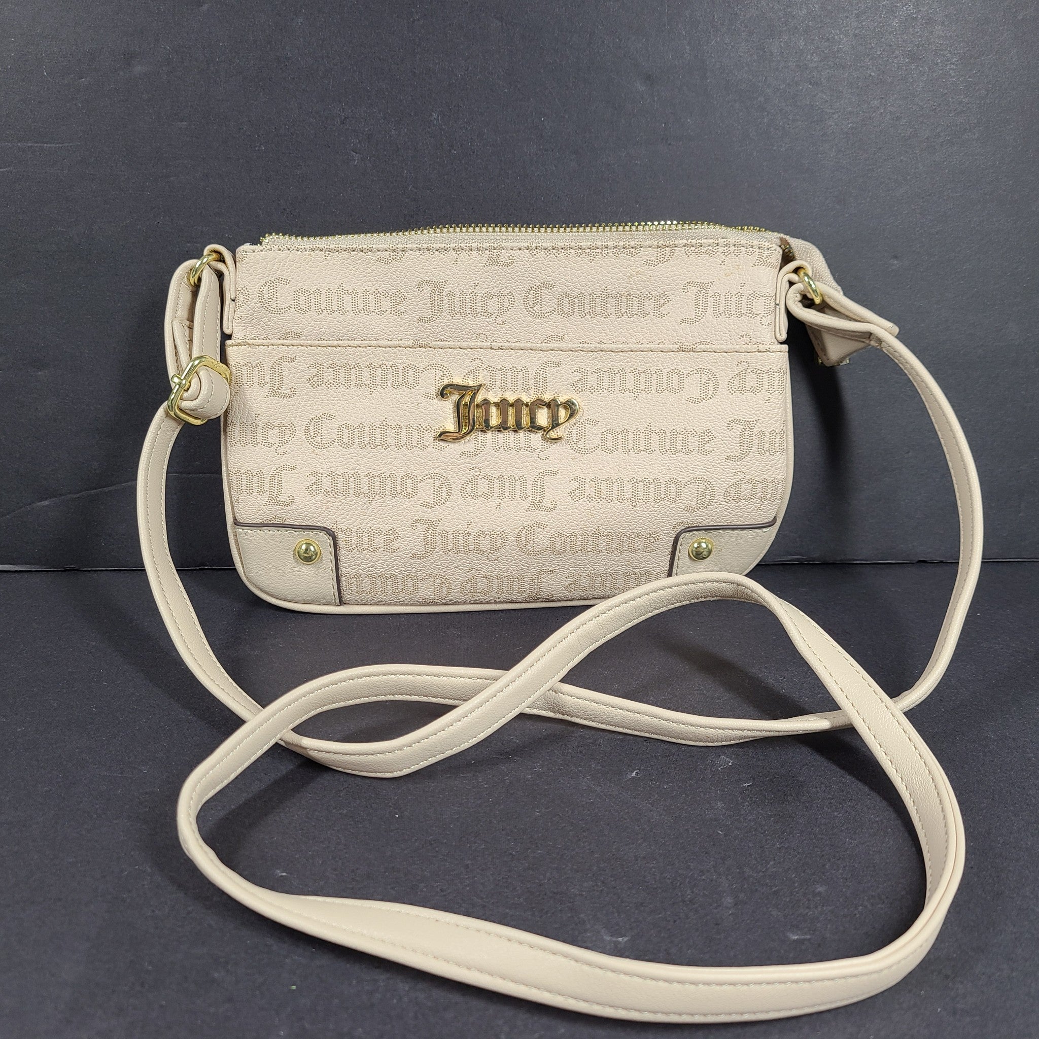 Juicy Couture Women's Faux Leather Allover Logo Crossbody Bag L88903 Beige
