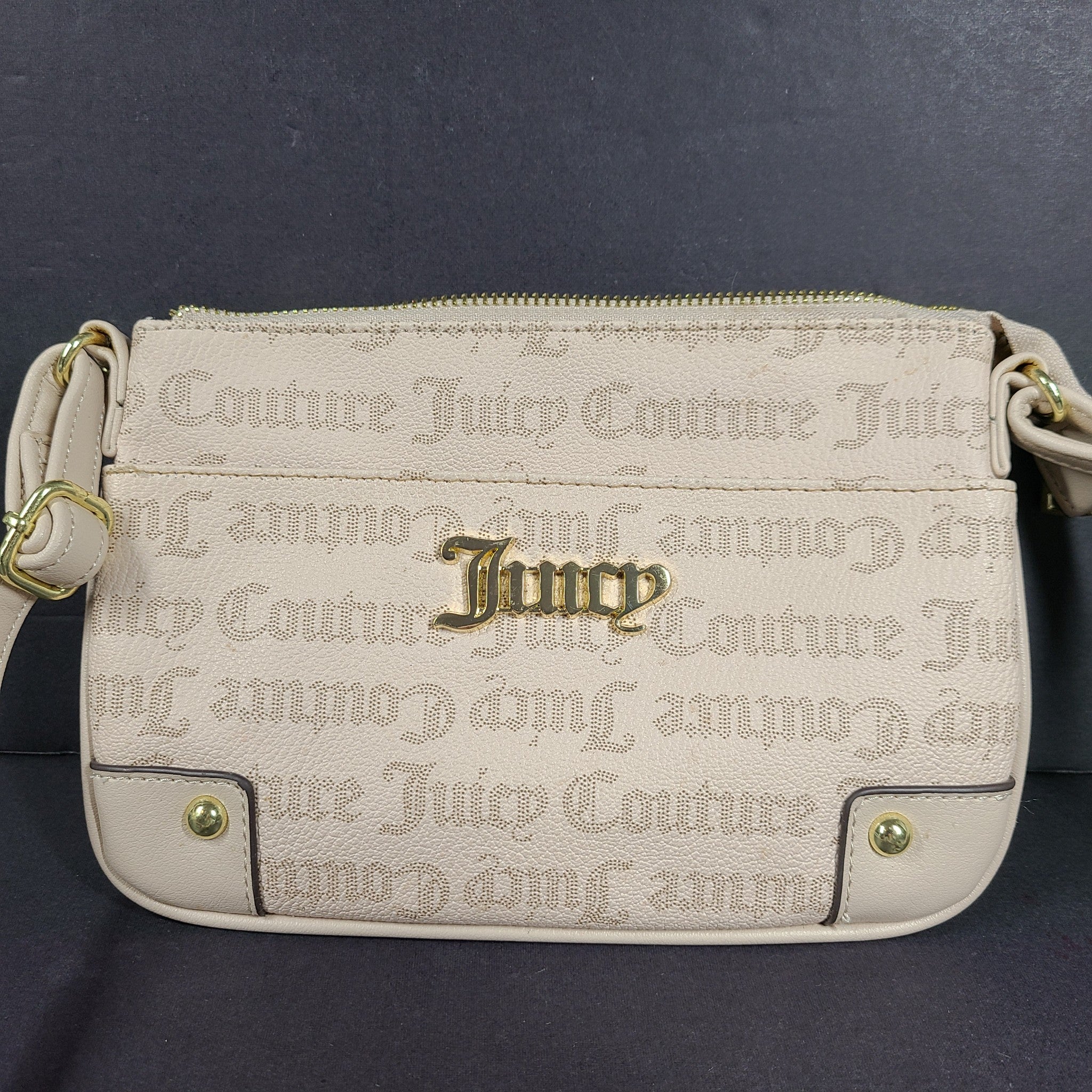 Juicy Couture Women's Faux Leather Allover Logo Crossbody Bag L88903 Beige