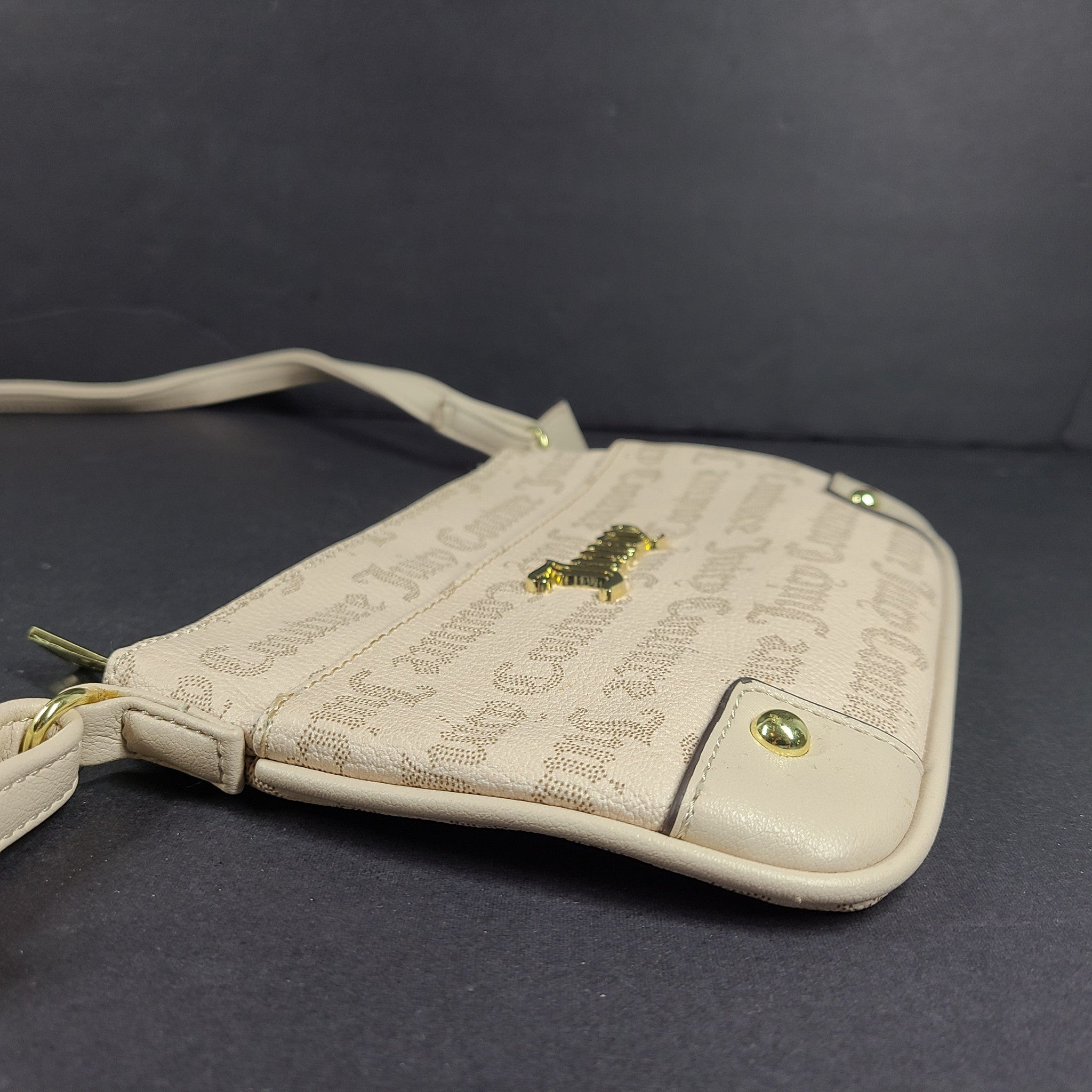 Juicy Couture Women's Faux Leather Allover Logo Crossbody Bag L88903 Beige