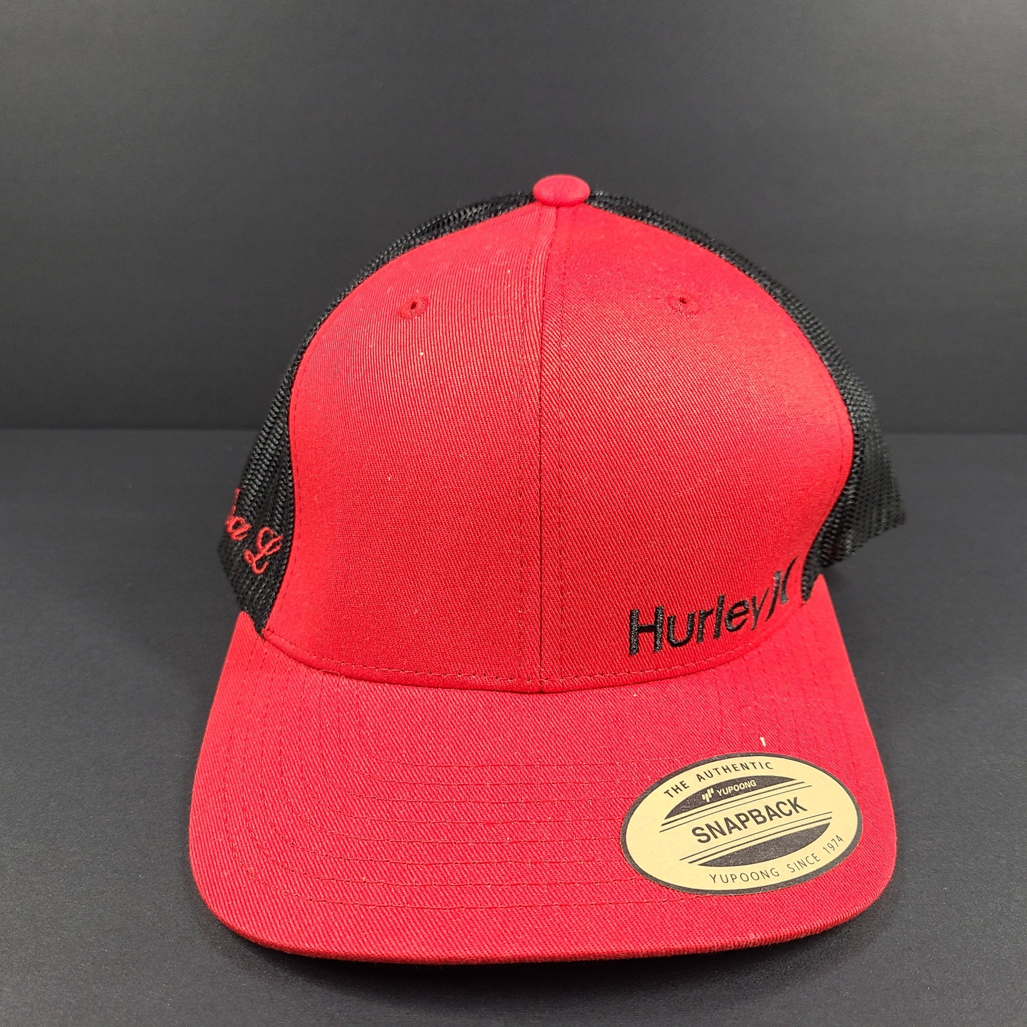 Hurley Adult Men's Staple Trucker Hat Mesh Snapback Adjustable Cap Red One Size
