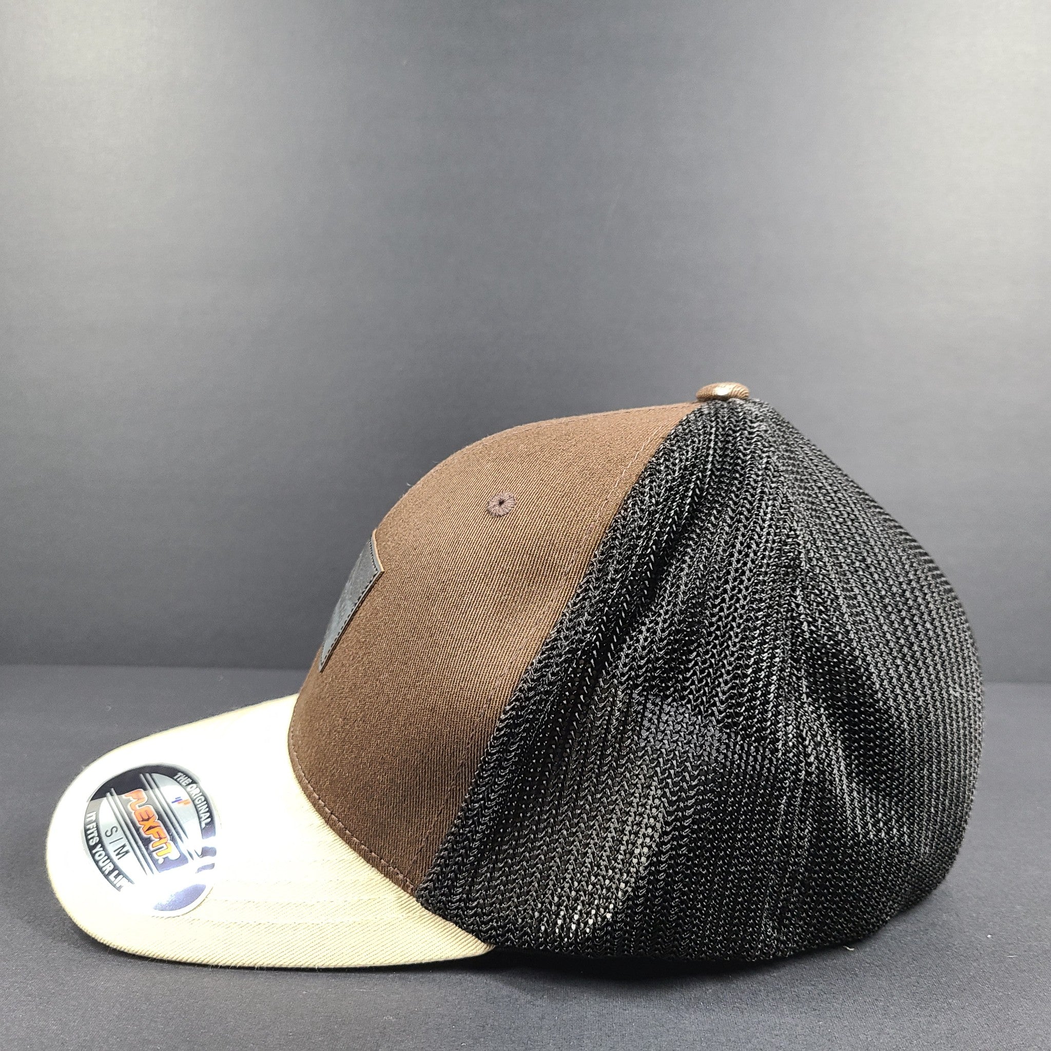 Columbia Adult Rugged Outdoor Flexfit Hat Snapback Mesh Ball Cap Brown Sz S-M