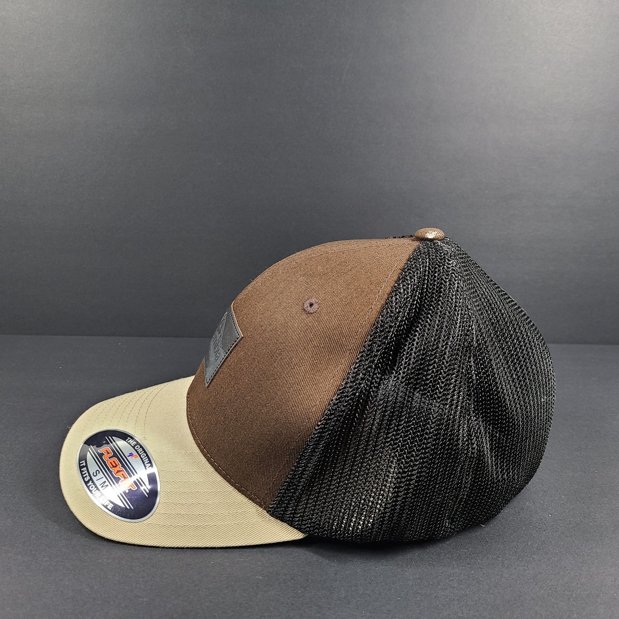 Columbia Adult Rugged Outdoor Flexfit Hat Snapback Mesh Ball Cap Brown Sz S-M