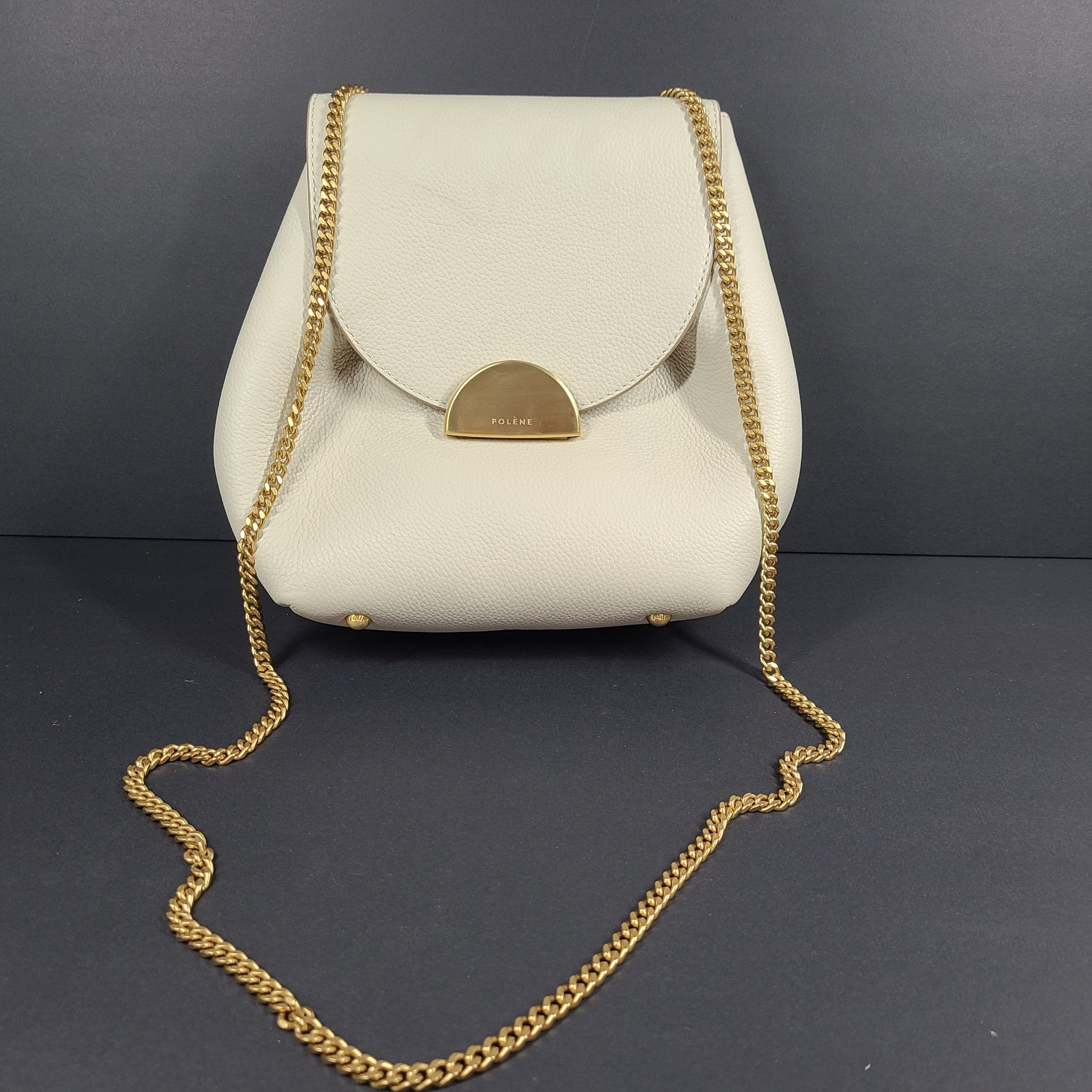 Polene Numero Un Mini Crossbody Bag Bucket Satchel Leather Chalk White