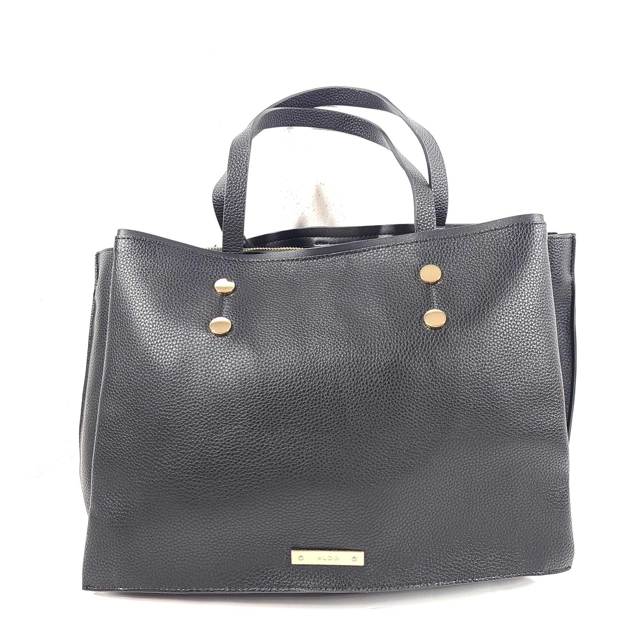 Aldo Women's Lothaytram Tote Bag Large Double Handle Faux Leather Black