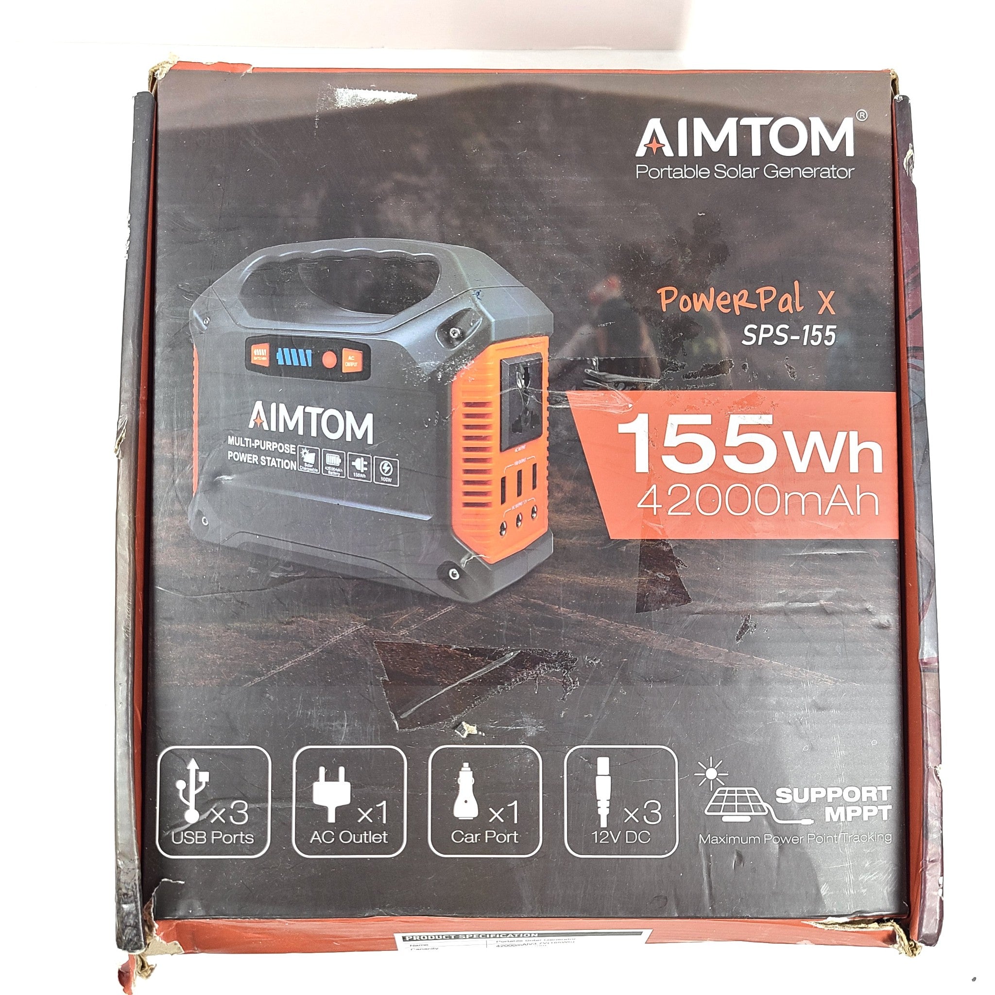 NEW AIMTOM SPS155 Portable Power Station 42000mAh 155Wh 110V/100W AC 12V DC