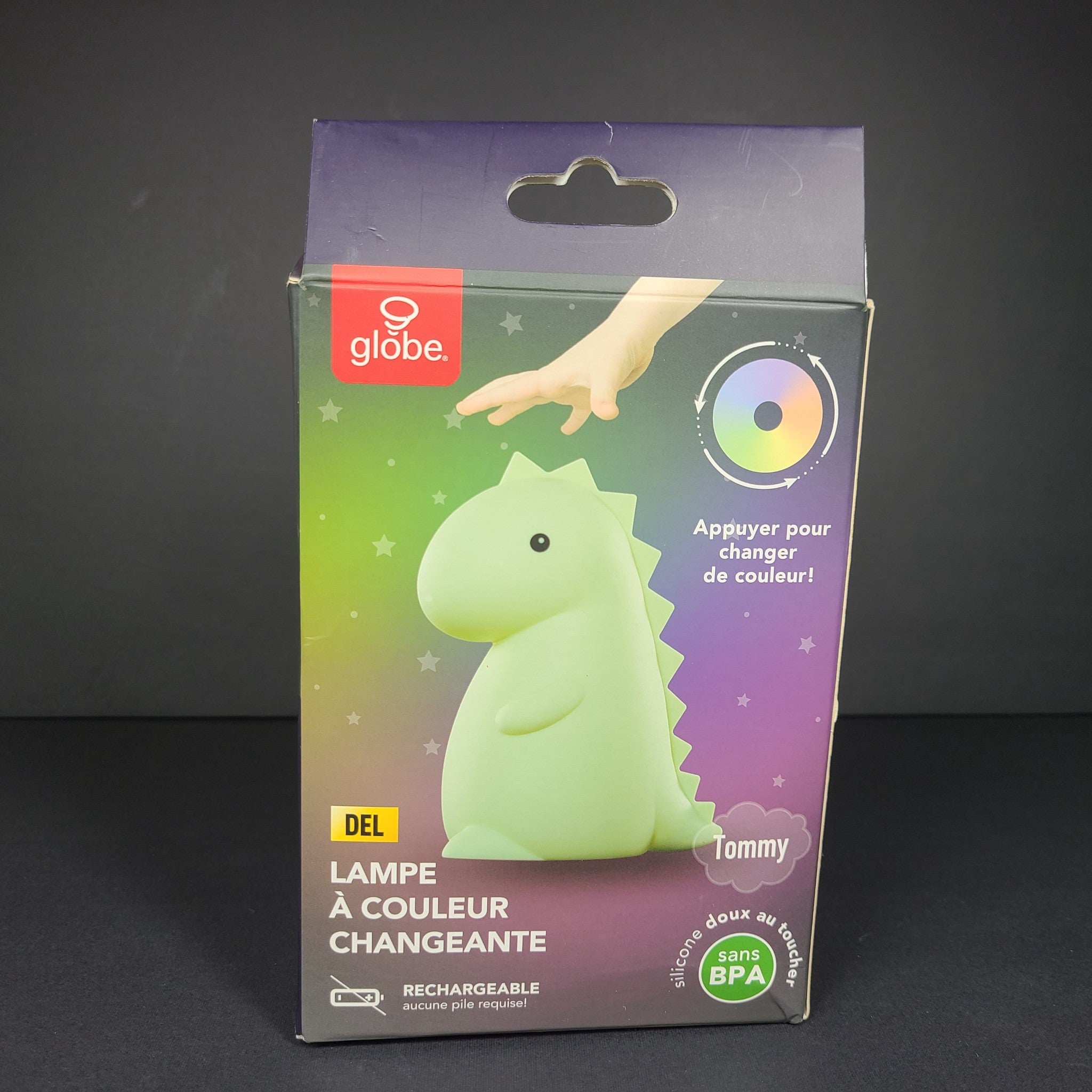 Globe Electric Tommy Dinosaur Multicolor LED Rechargeable Silicone Night Light