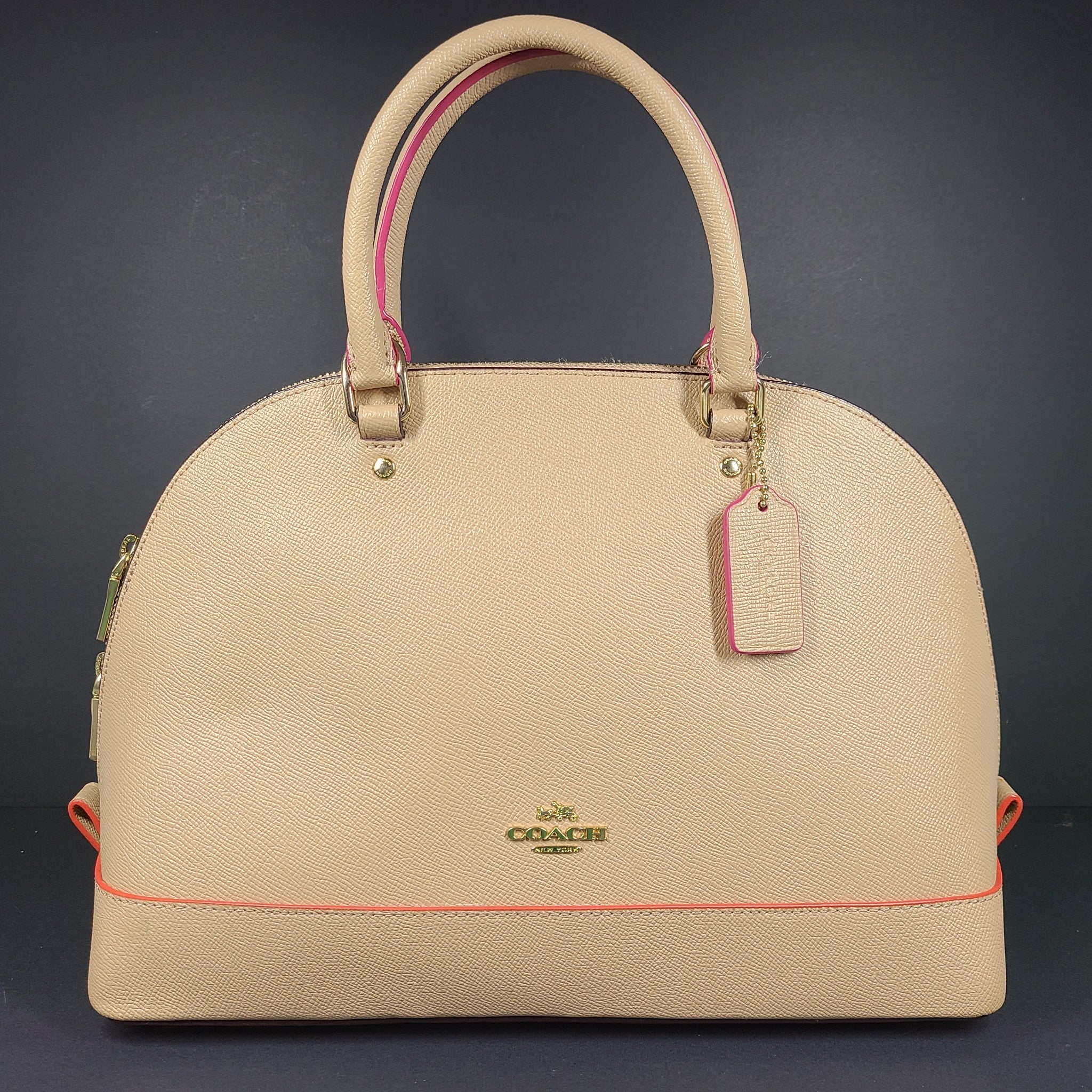 Coach Sierra Satchel Crossgrain Leather Multi Edgepaint Bag F13000 Beige