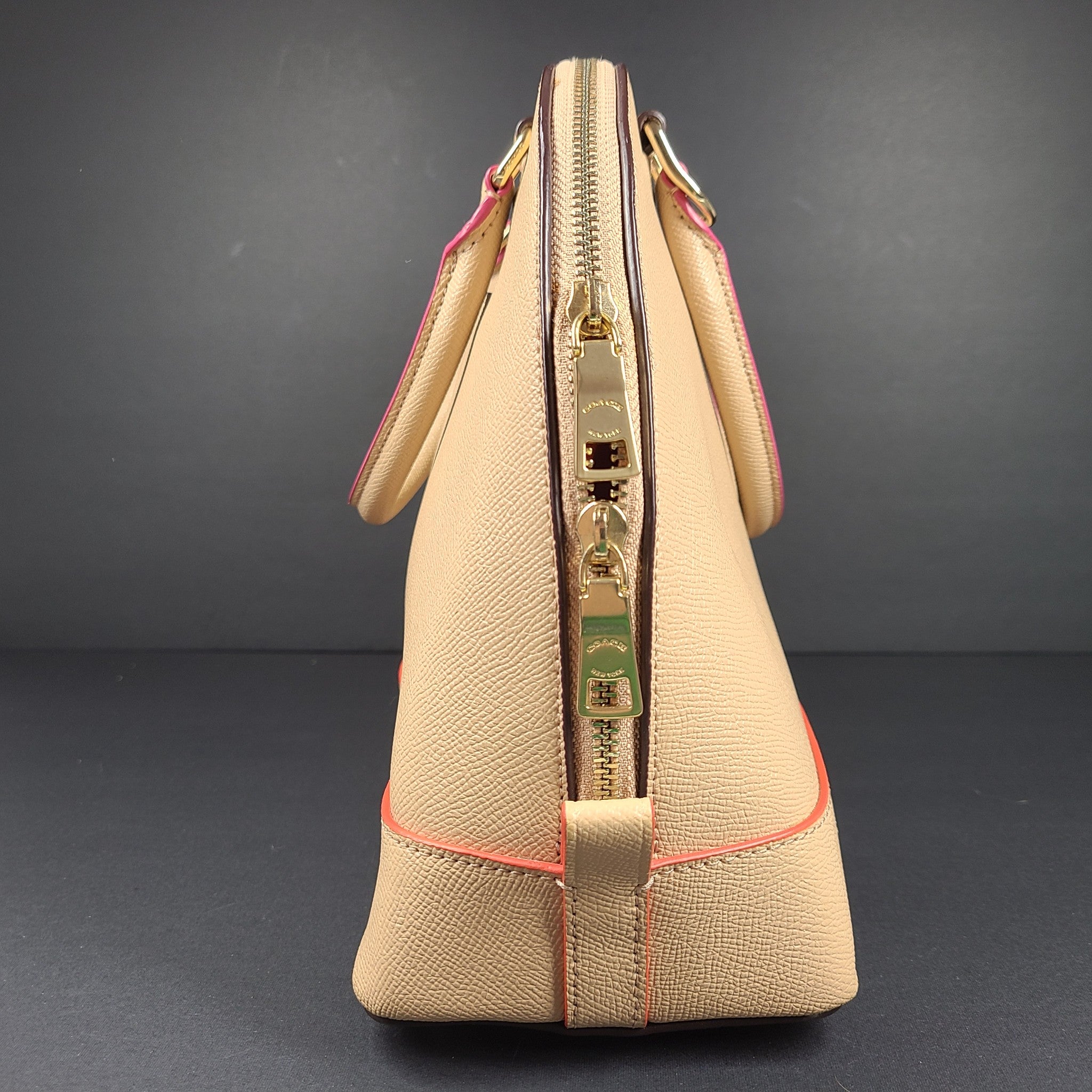 Coach Sierra Satchel Crossgrain Leather Multi Edgepaint Bag F13000 Beige