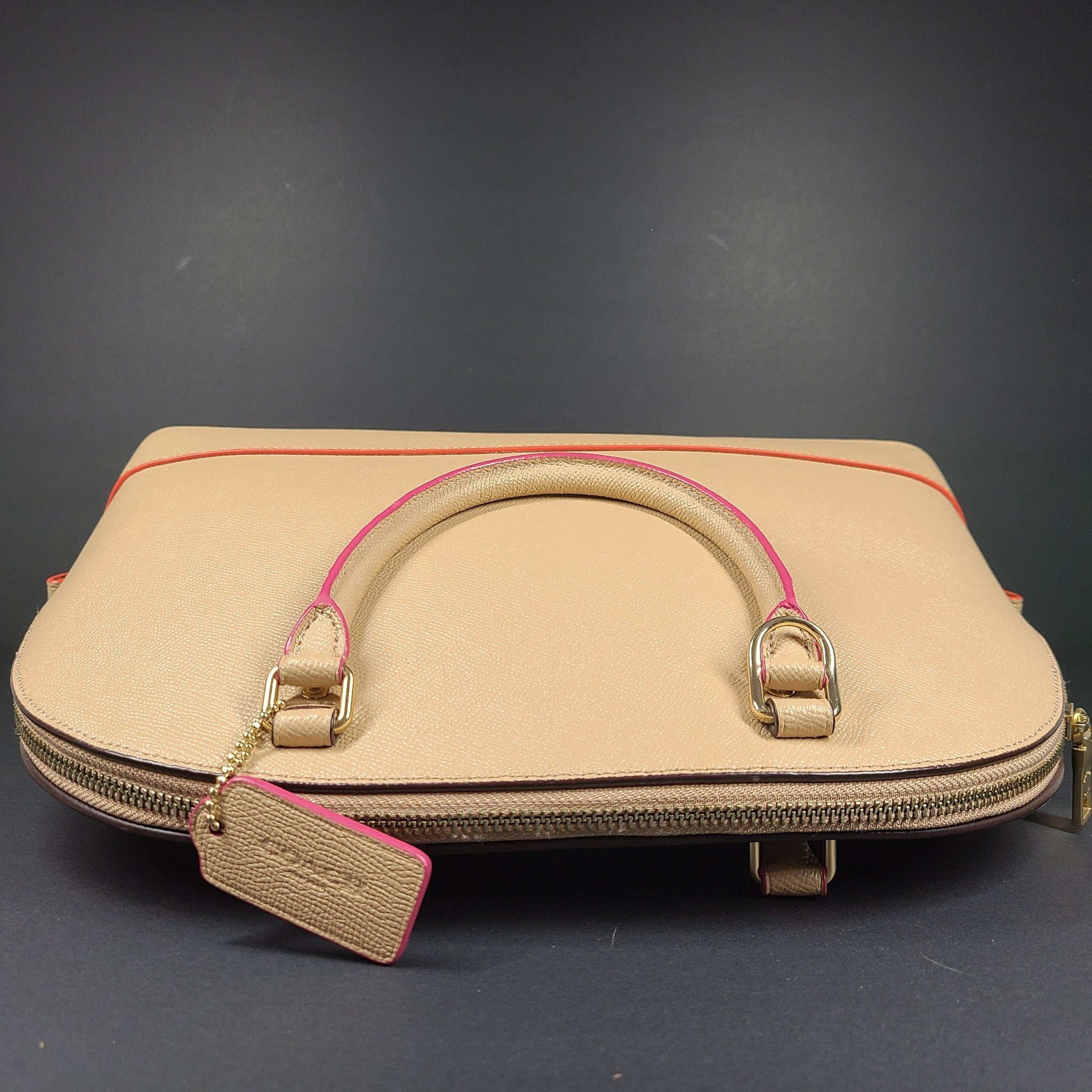 Coach Sierra Satchel Crossgrain Leather Multi Edgepaint Bag F13000 Beige