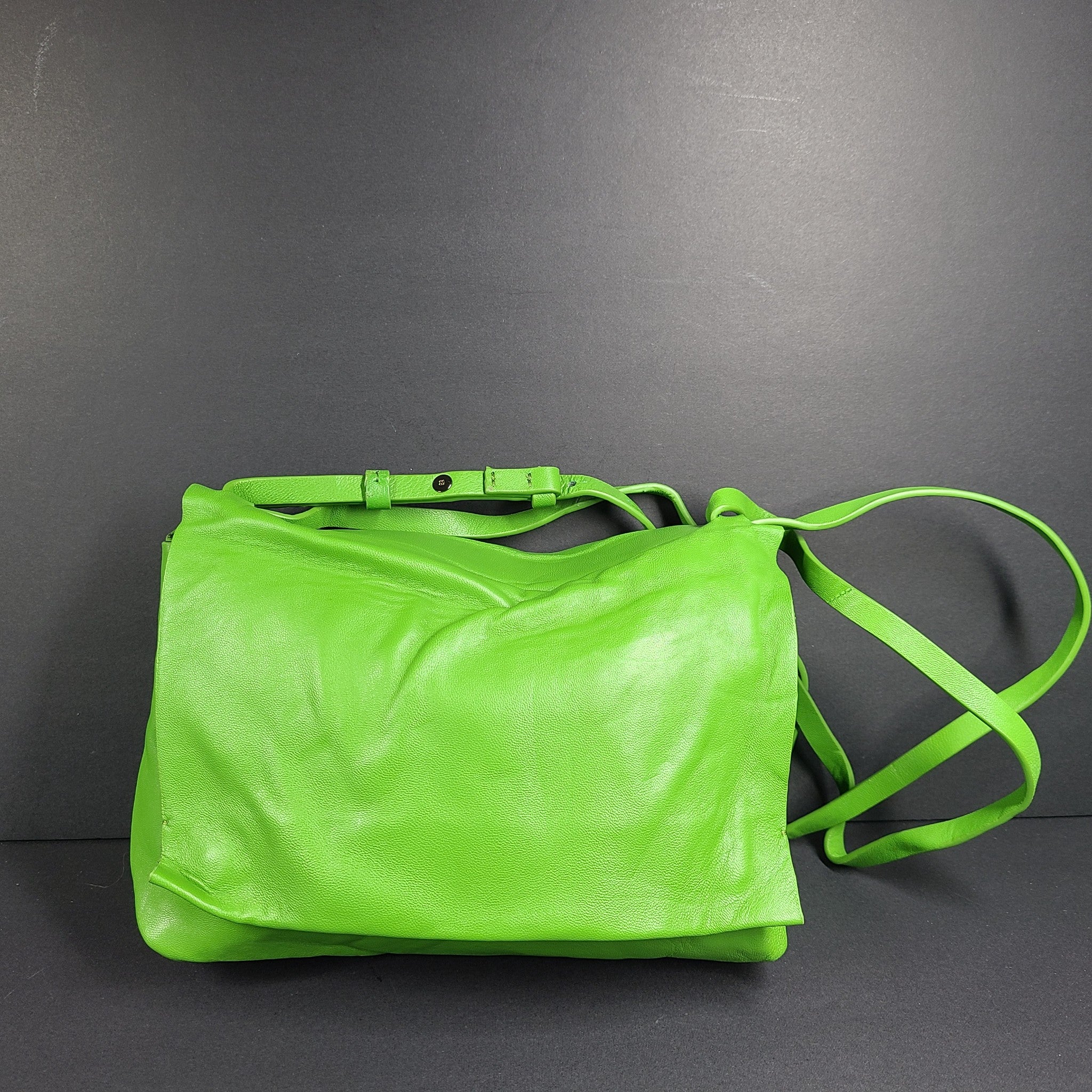 Massimo Dutti Nappa Leather Crossbody Bag Flap Closure Shoulder Bag Small Green