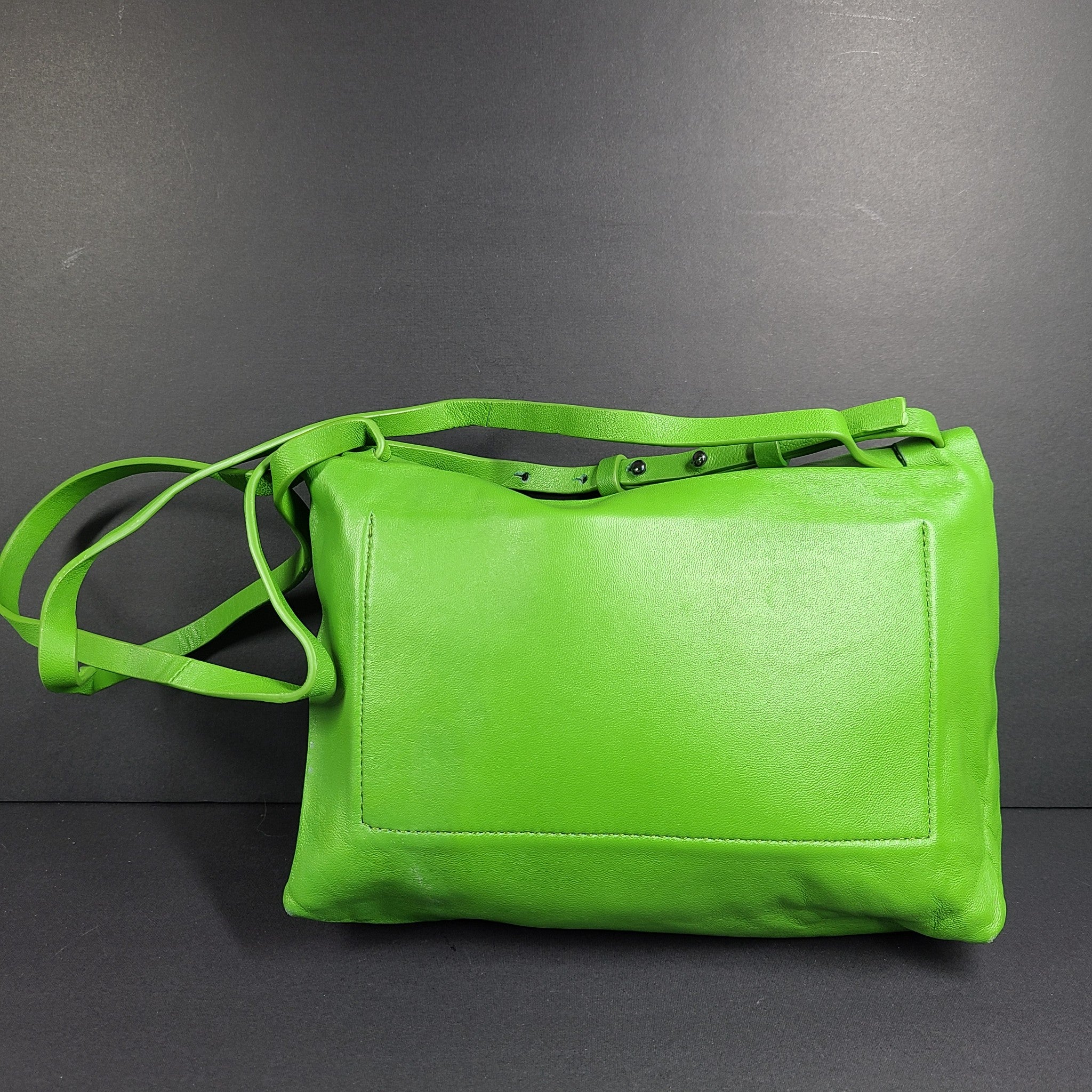 Massimo Dutti Nappa Leather Crossbody Bag Flap Closure Shoulder Bag Small Green