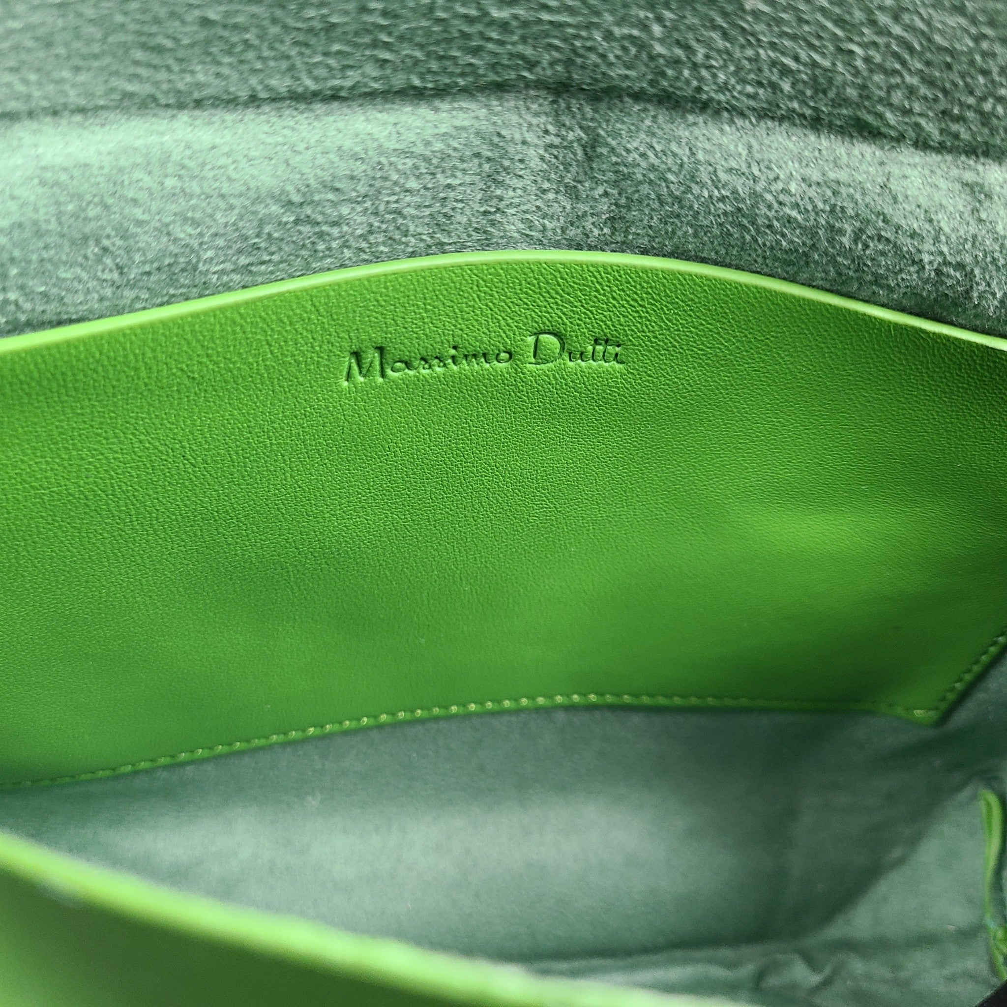 Massimo Dutti Nappa Leather Crossbody Bag Flap Closure Shoulder Bag Small Green