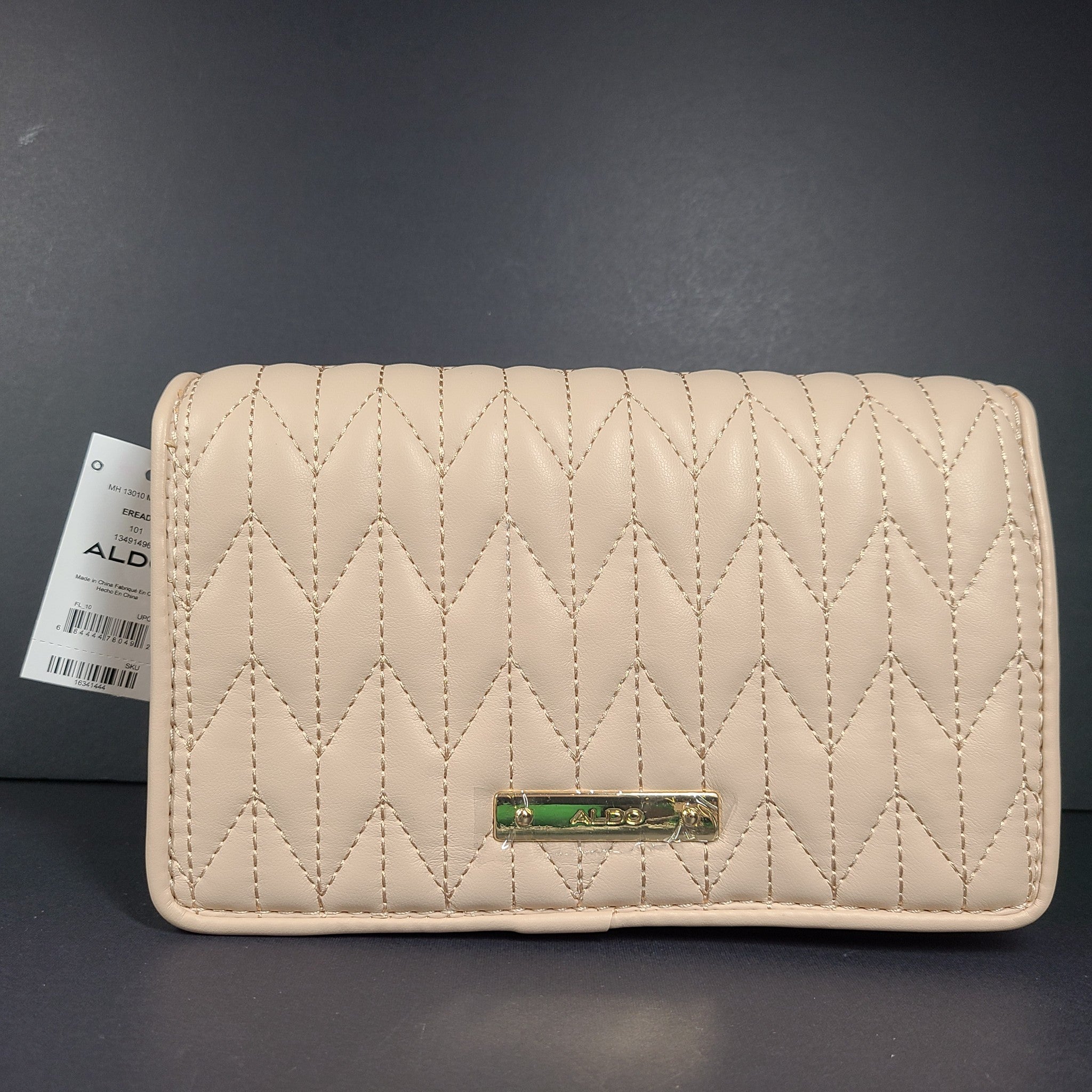 Aldo Women's Ereadia Crossbody Quilted Faux Leather Flap Bag Pearls Dusty Pink
