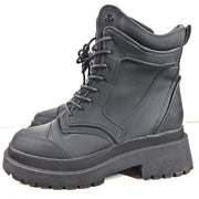 River Island Women's Lace Up Boots Shoes Chunky Eco Leather Black Size 7