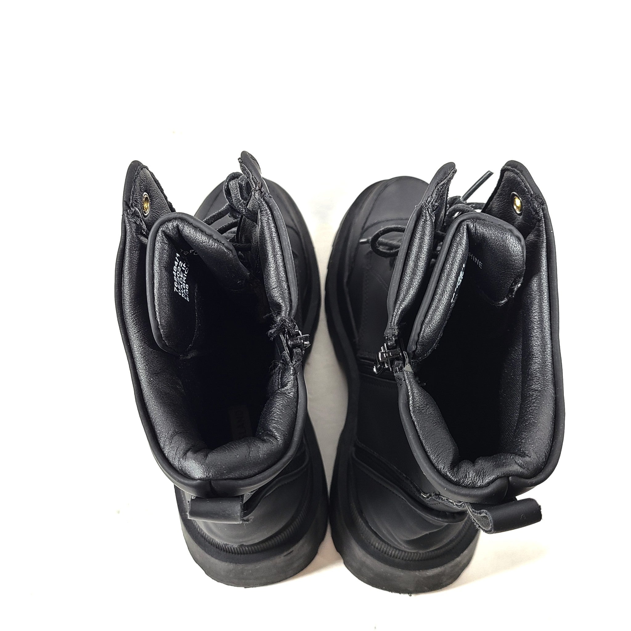 River Island Women's Lace Up Boots Shoes Chunky Eco Leather Black Size 7