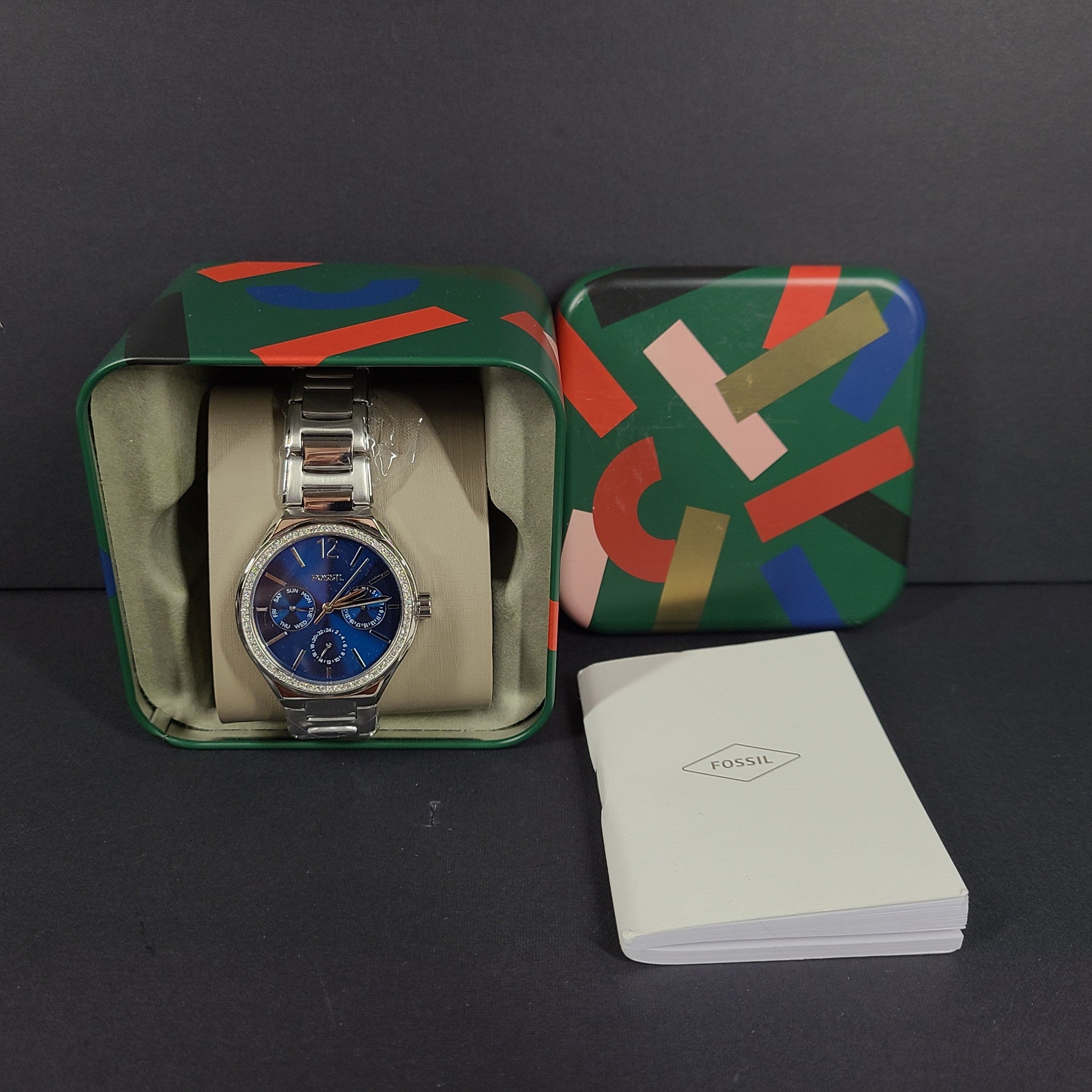 Fossil Women's Eevie Multifunction Stainless Steel Watch BQ3720 Silver Gift Box