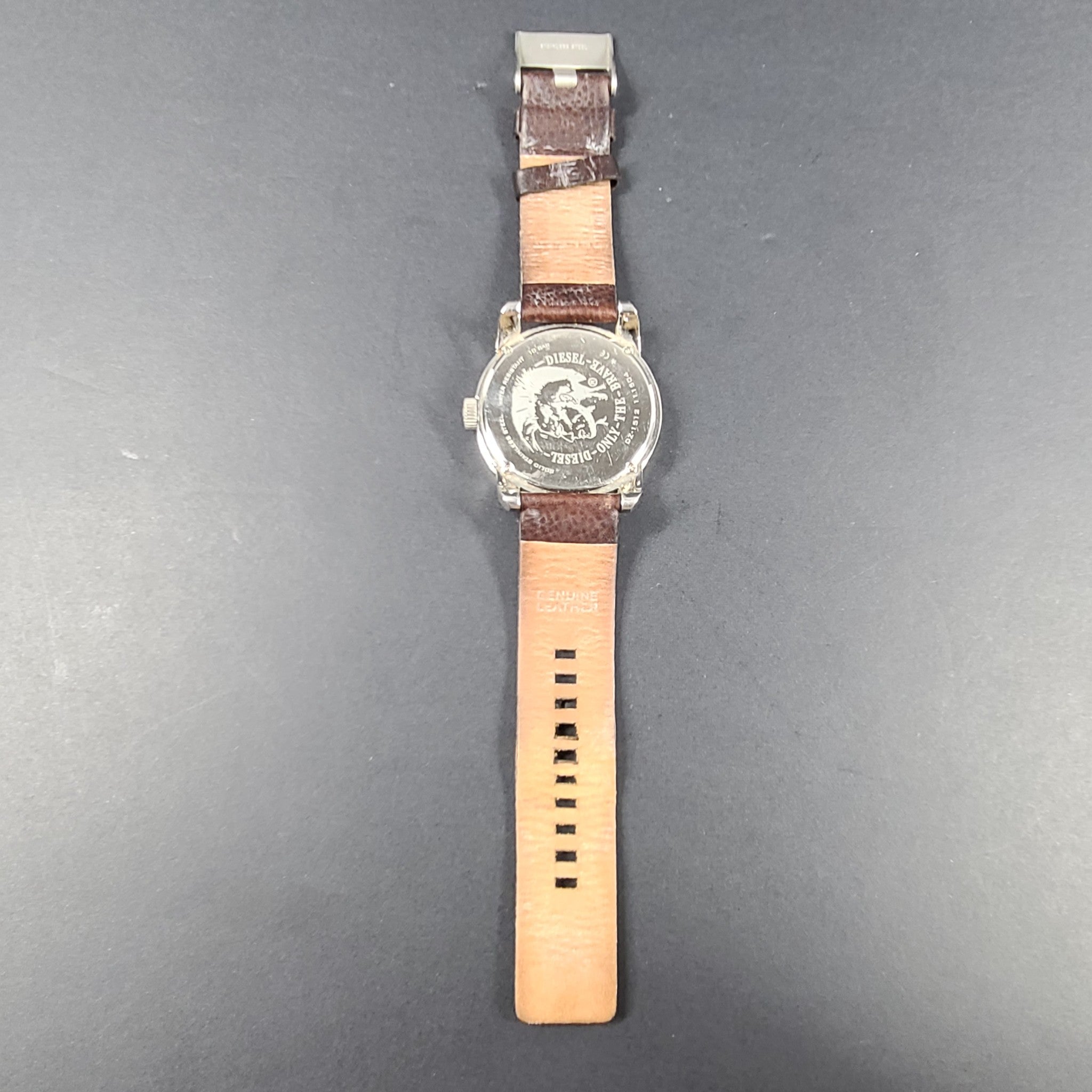 Diesel Men's Blue Dial Brown Leather Band Stainless Steel Watch DZ1512