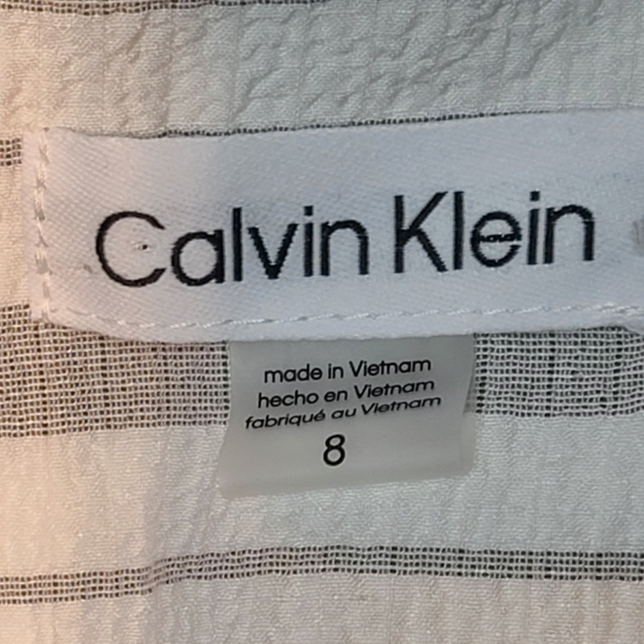 Calvin Klein Women's Sleeveless V-Neck Maxi Wrap Dress Striped Gray 8