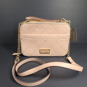 GUESS Mirabelli Quilted Mini Crossbody Strap Bag Double Top-Zip Soft Pink