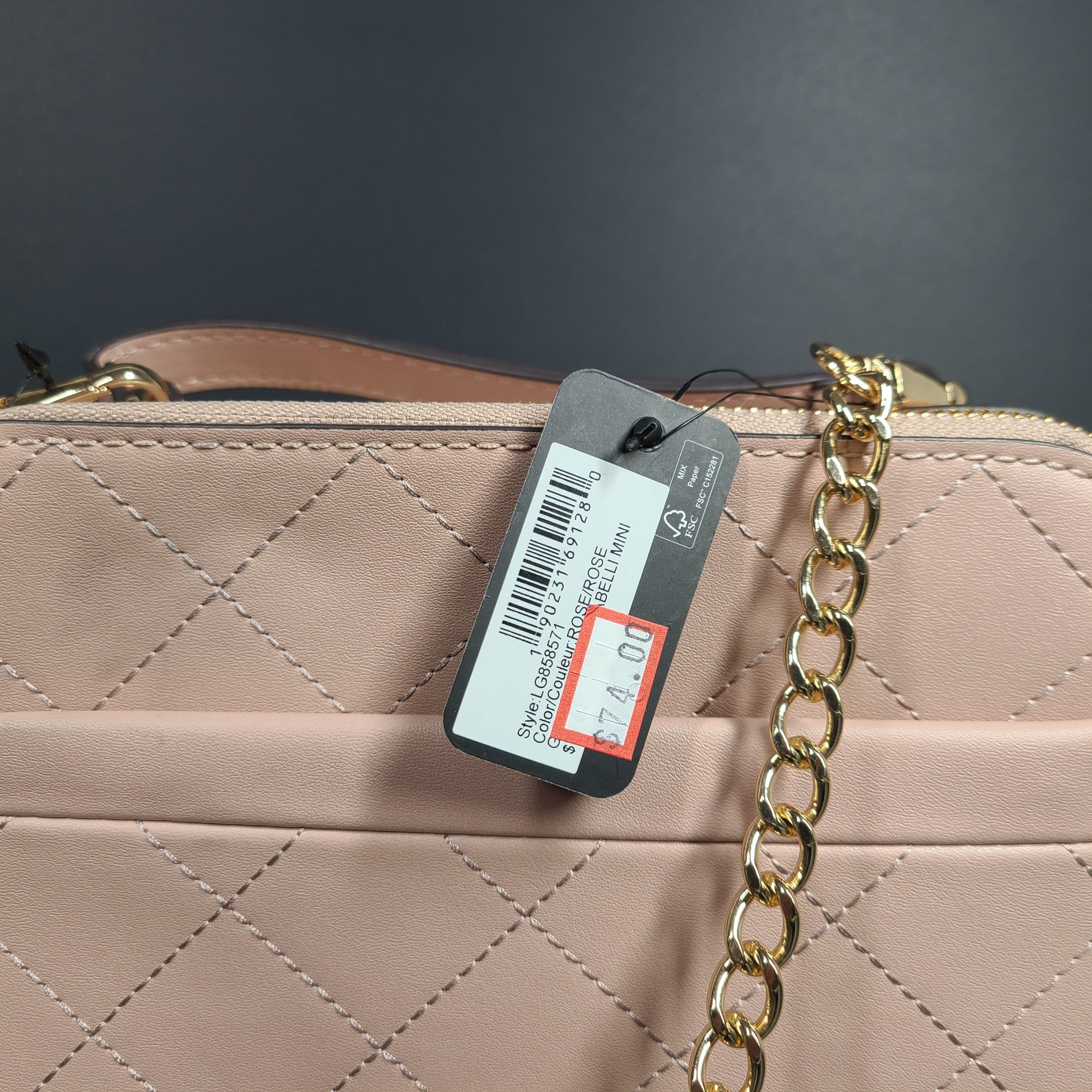 GUESS Mirabelli Quilted Mini Crossbody Strap Bag Double Top-Zip Soft Pink