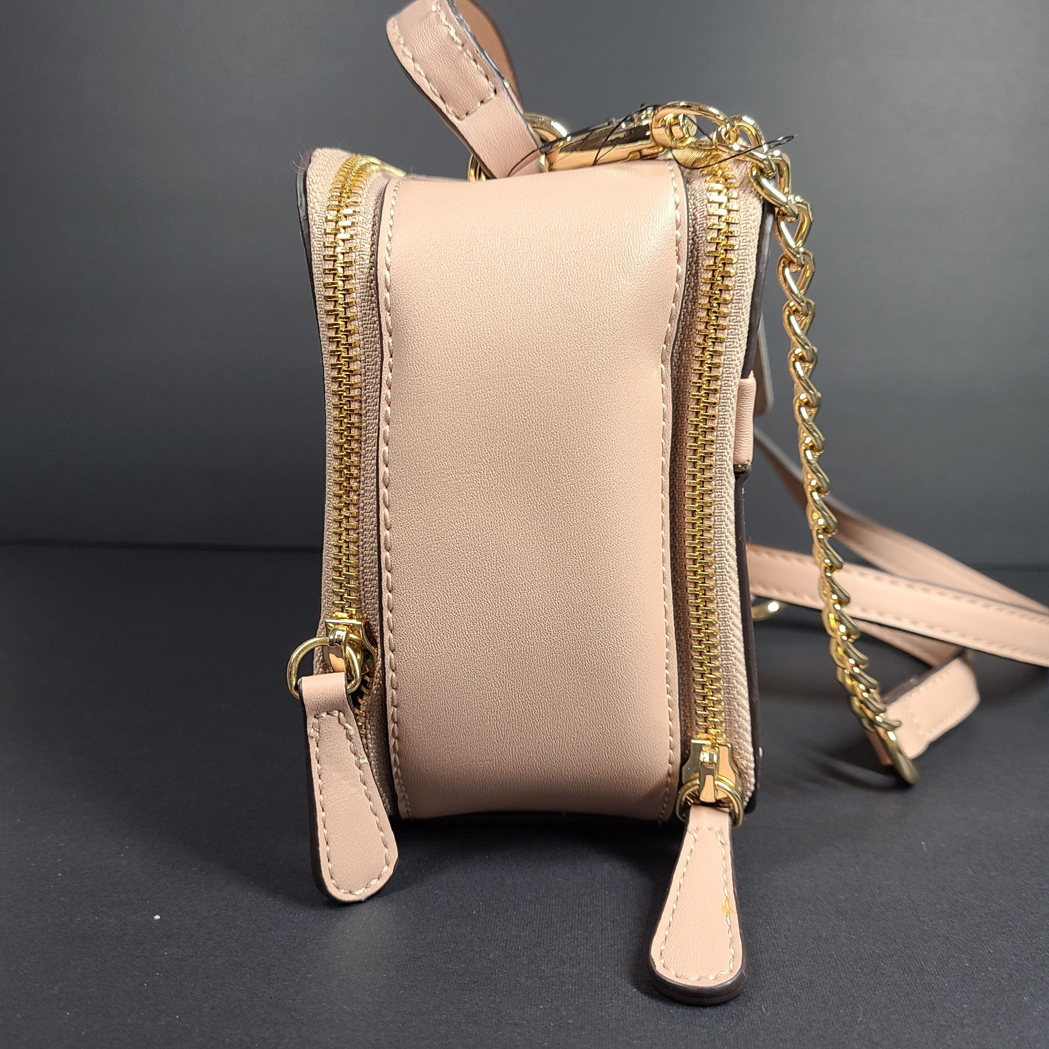 GUESS Mirabelli Quilted Mini Crossbody Strap Bag Double Top-Zip Soft Pink