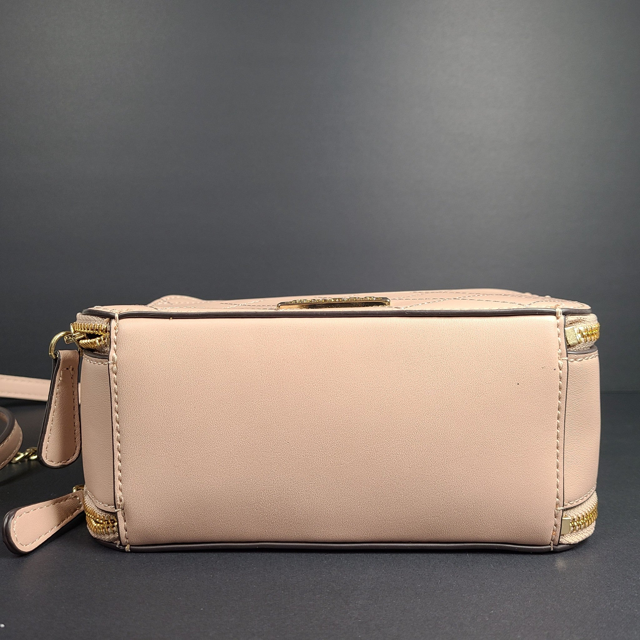 GUESS Mirabelli Quilted Mini Crossbody Strap Bag Double Top-Zip Soft Pink