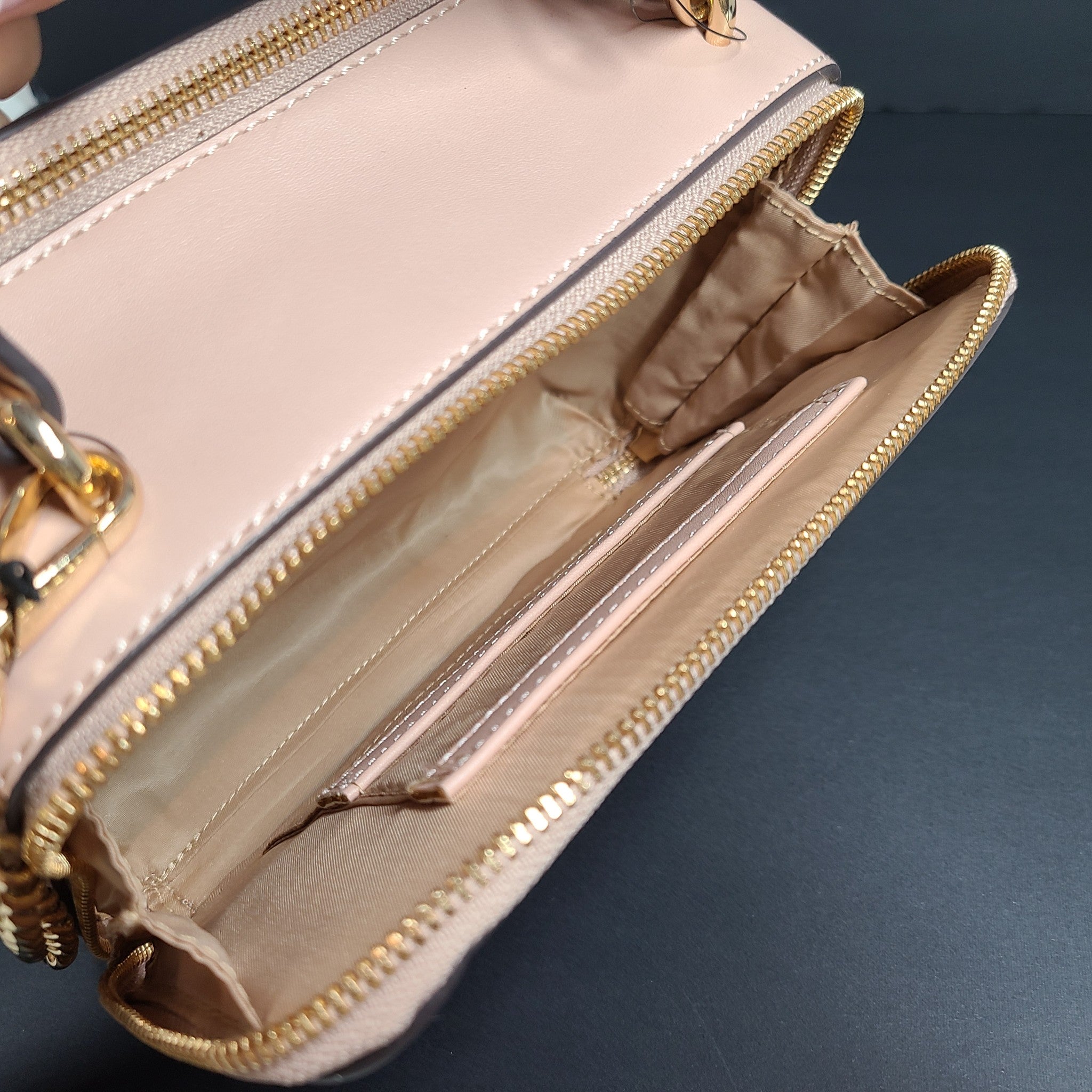 GUESS Mirabelli Quilted Mini Crossbody Strap Bag Double Top-Zip Soft Pink