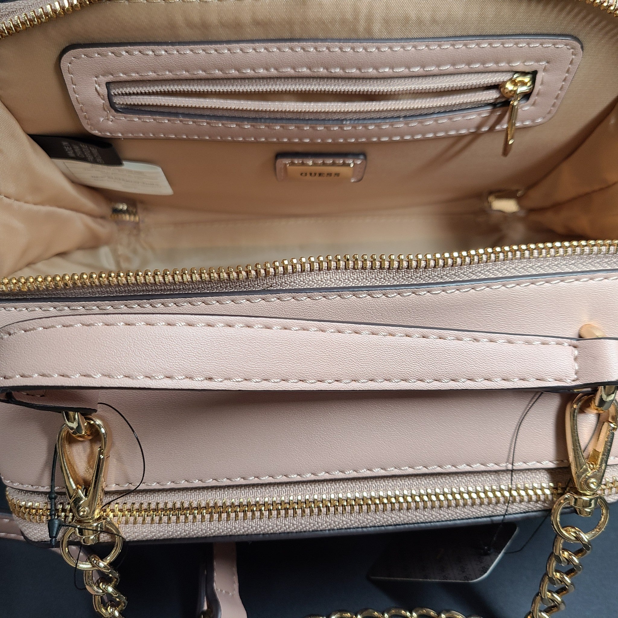 GUESS Mirabelli Quilted Mini Crossbody Strap Bag Double Top-Zip Soft Pink