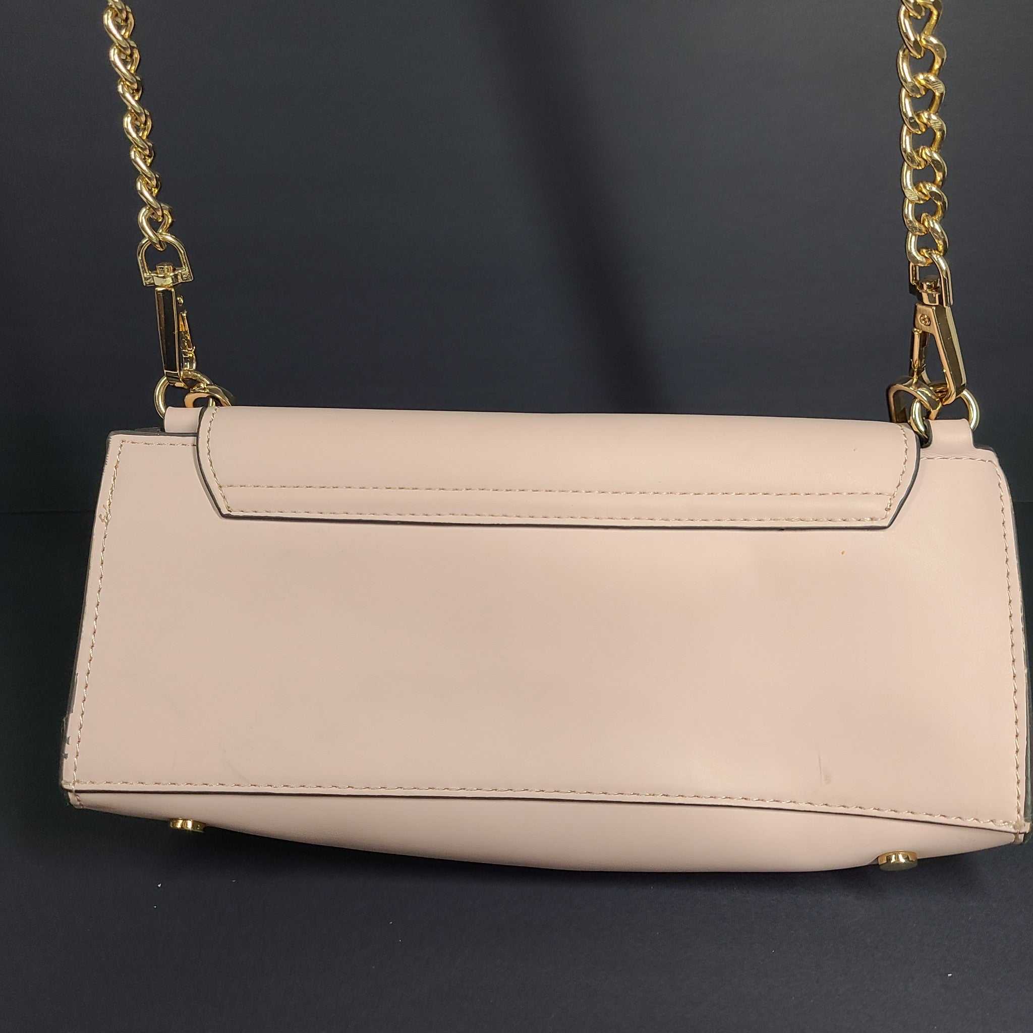 Nicole Miller Baguette Long Shoulder Bag Crossbody Strap Purse Flap Closure Pink