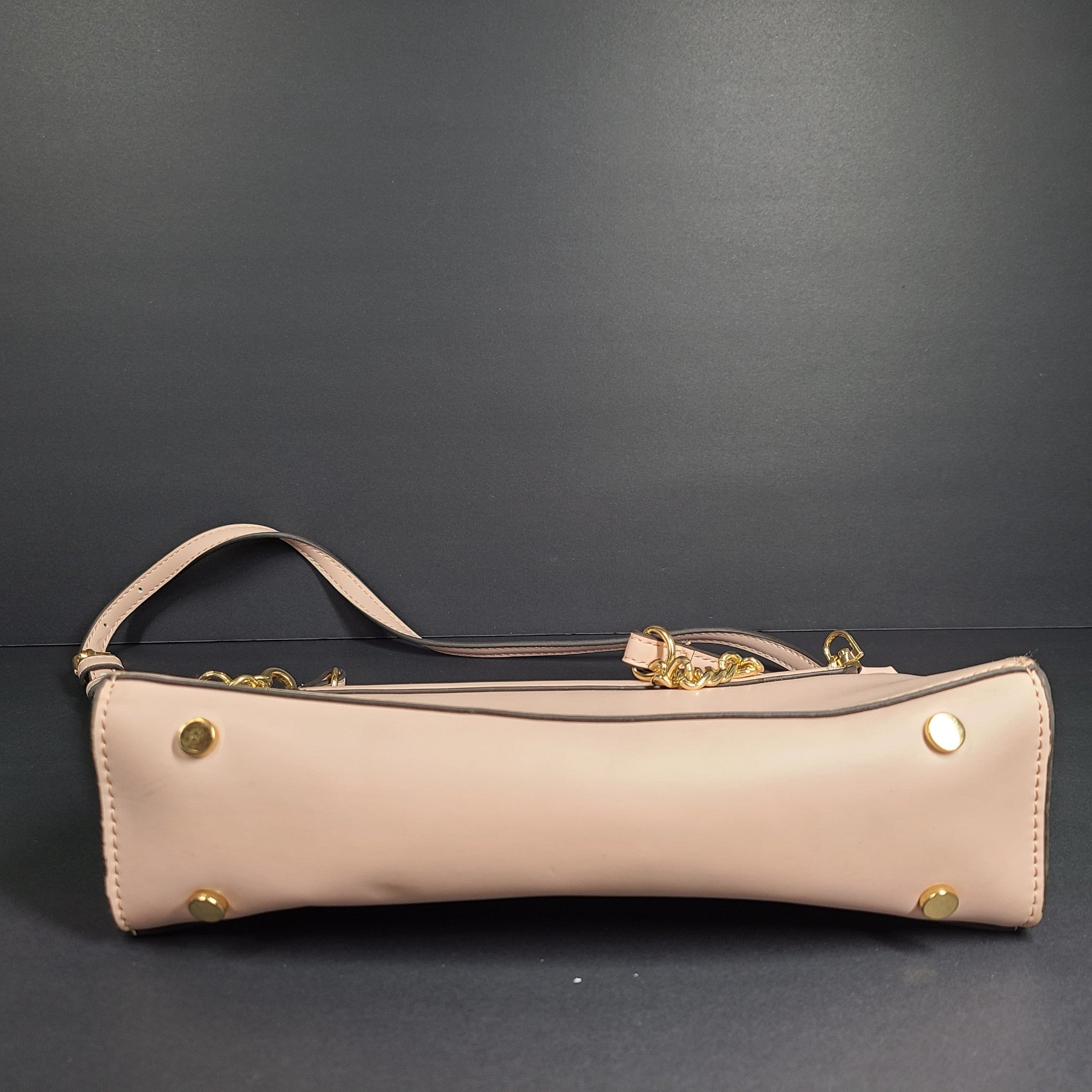 Nicole Miller Baguette Long Shoulder Bag Crossbody Strap Purse Flap Closure Pink