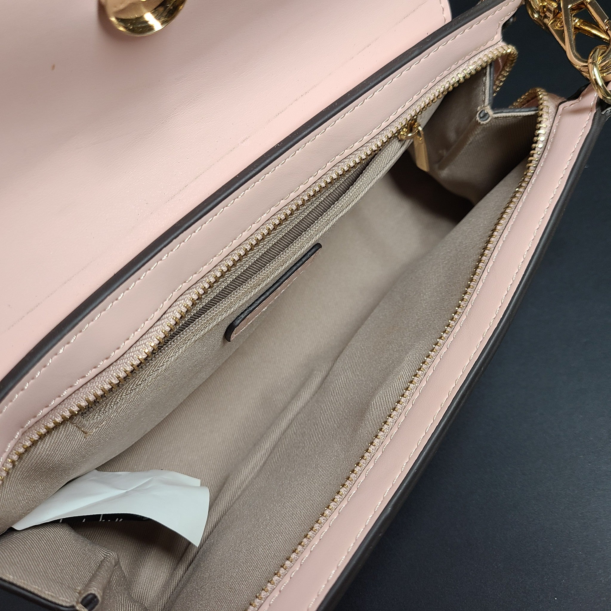 Nicole Miller Baguette Long Shoulder Bag Crossbody Strap Purse Flap Closure Pink