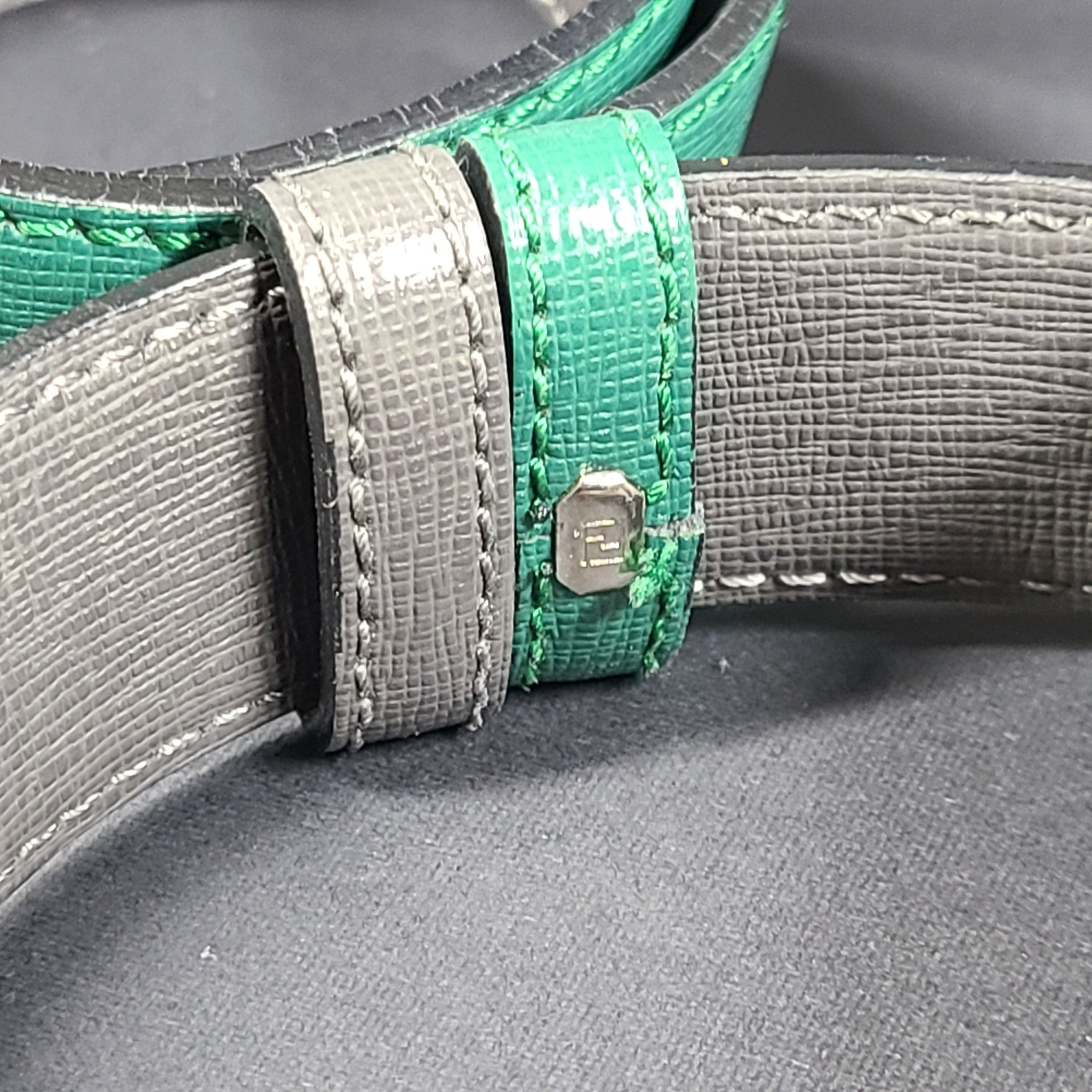 Fendi Monster Bag Bugs Eyes Buckle Reversible Belt Calfskin Leather Green Sz 36