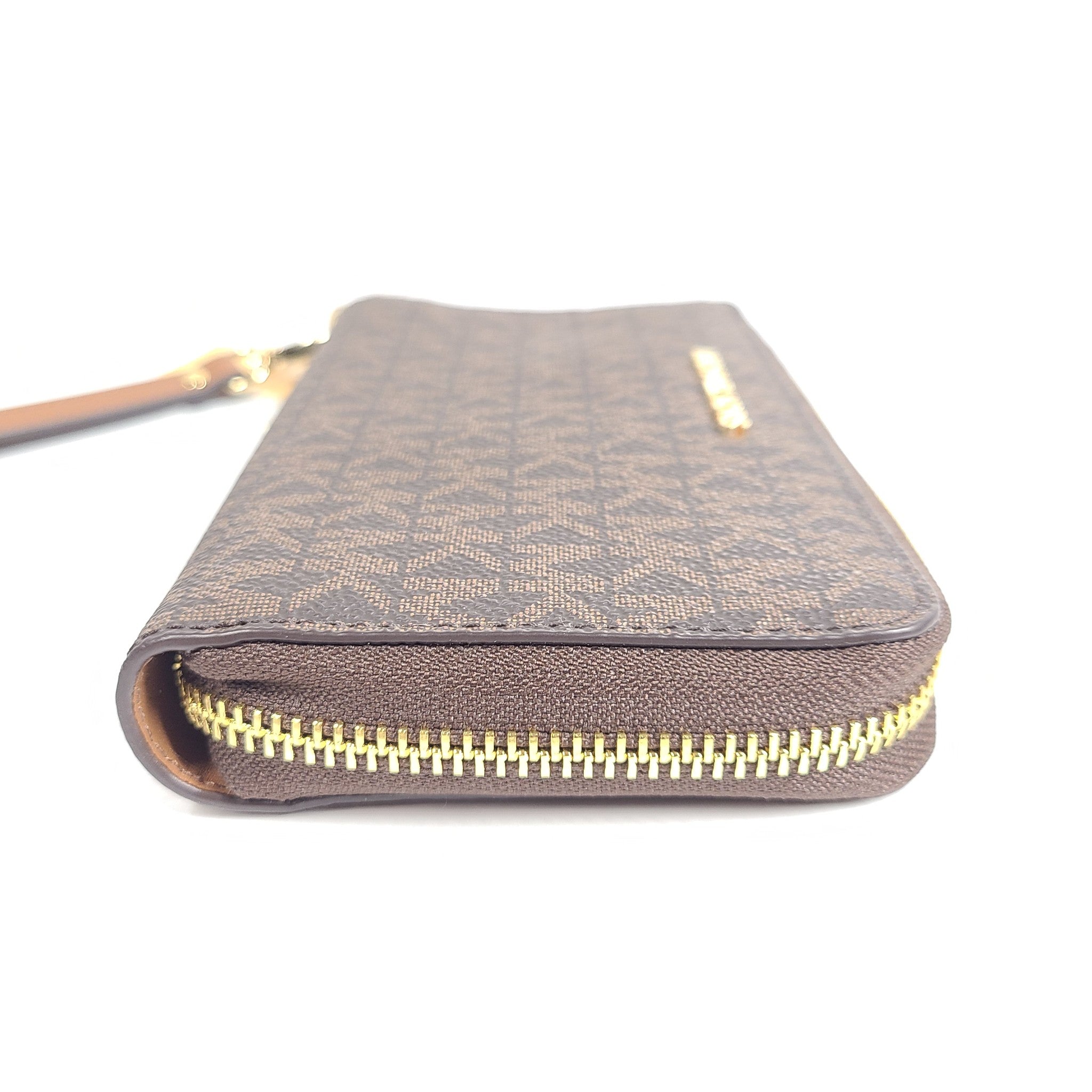 Michael Kors Jet Set Travel Large Leather Wallet Phone Case Monogram Brown