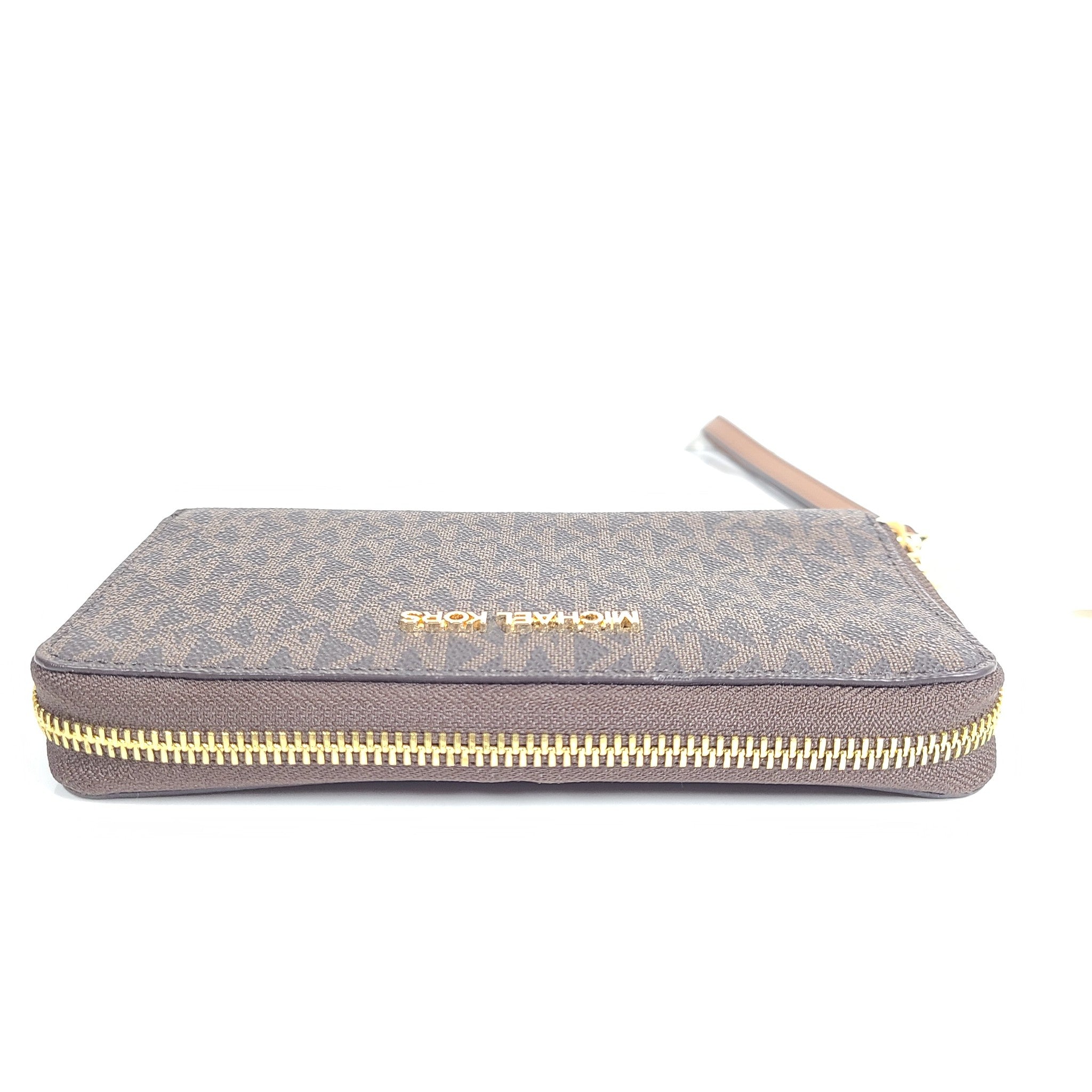 Michael Kors Jet Set Travel Large Leather Wallet Phone Case Monogram Brown