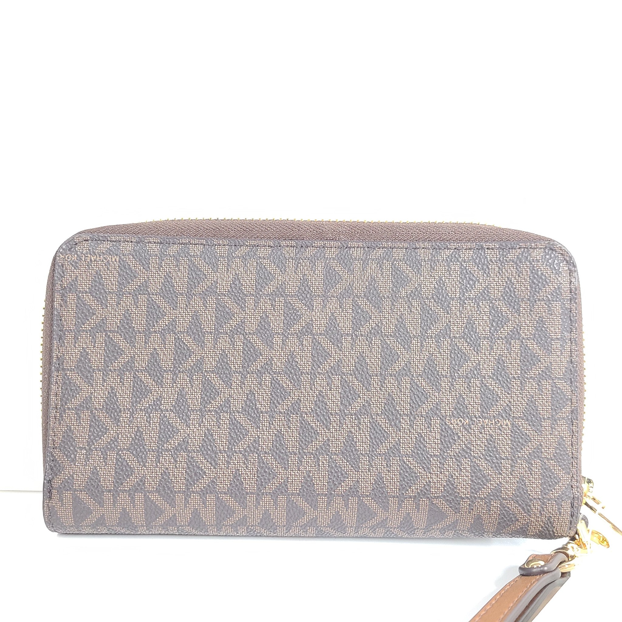 Michael Kors Jet Set Travel Large Leather Wallet Phone Case Monogram Brown