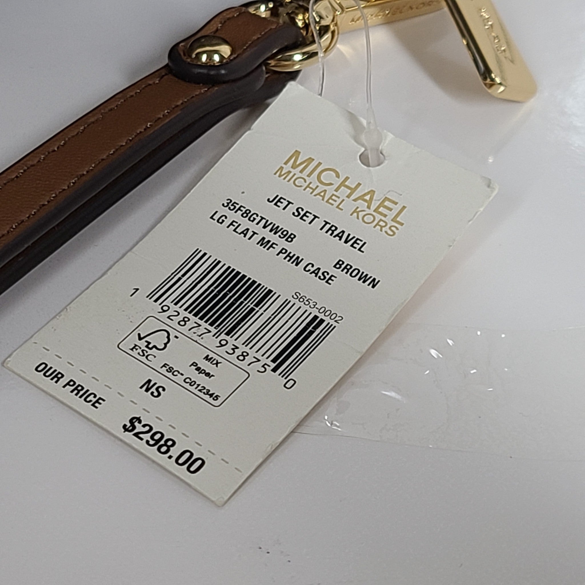 Michael Kors Jet Set Travel Large Leather Wallet Phone Case Monogram Brown