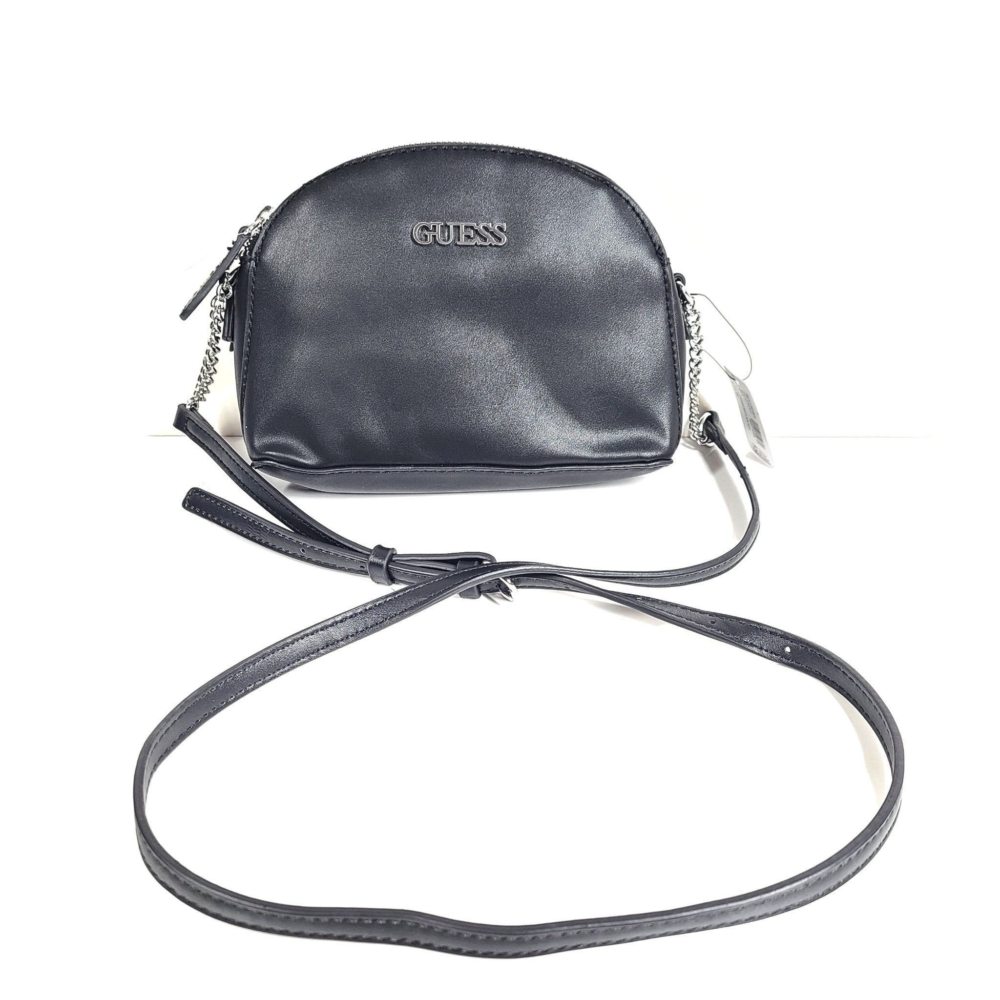 GUESS MCCLAIN Mini Crossbody Bag Top-Zip Multiple Pockets Faux Leather Black