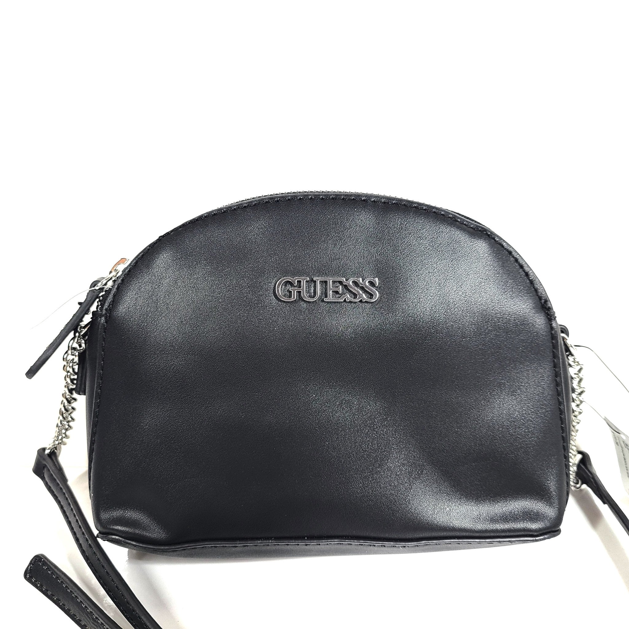 GUESS MCCLAIN Mini Crossbody Bag Top-Zip Multiple Pockets Faux Leather Black