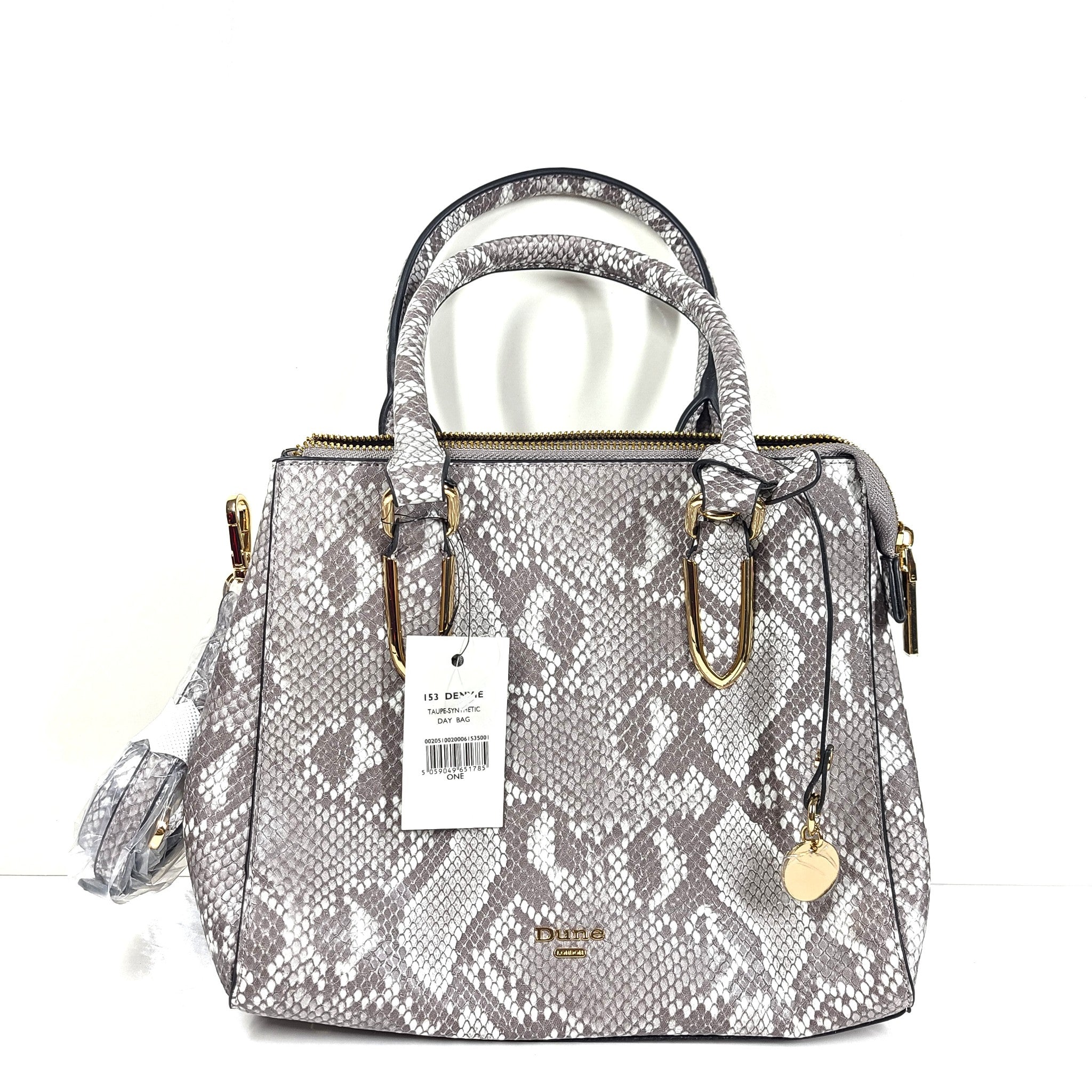 Dune London Women's Faux Snake Crossbody Purse Shoulder Strap Leather Gray