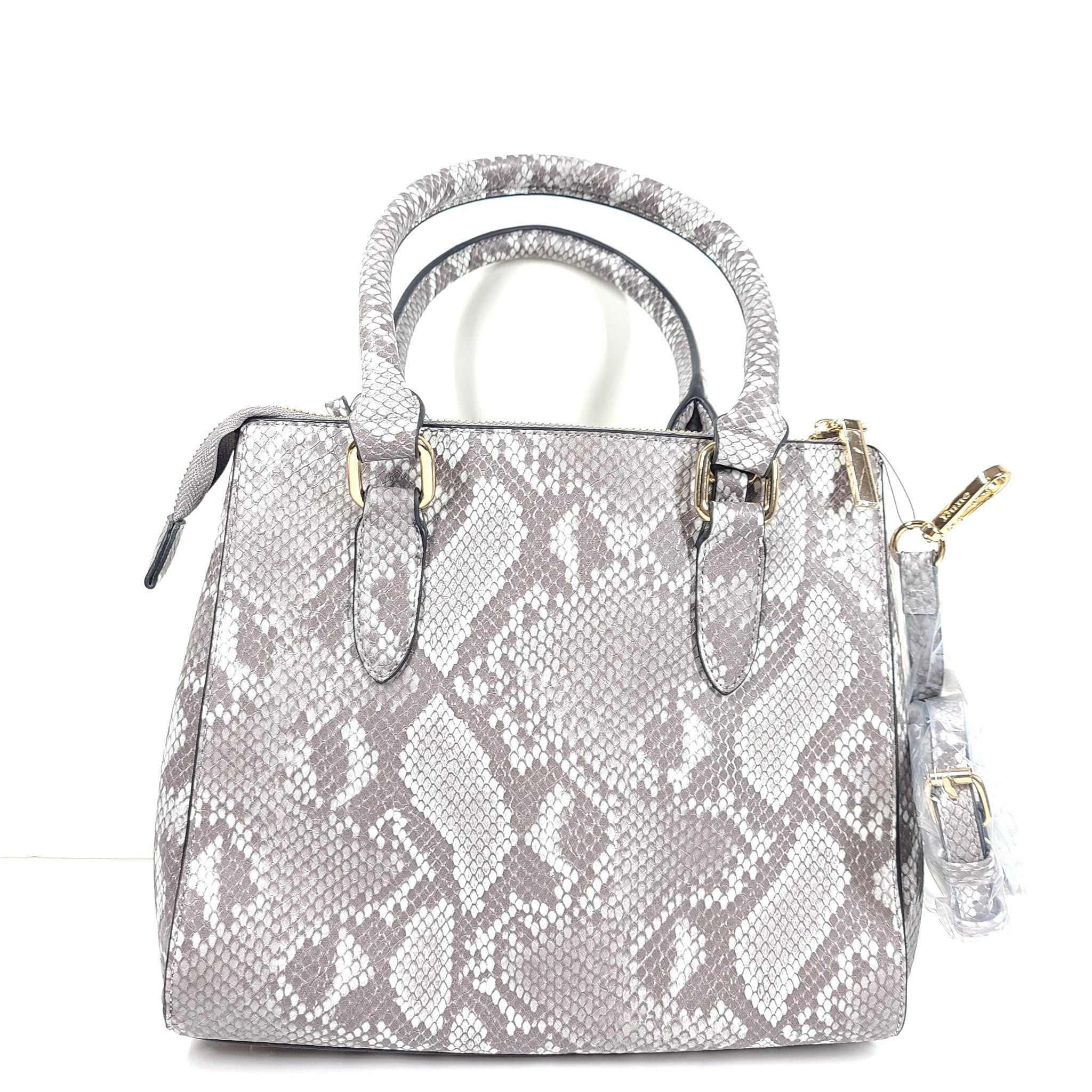 Dune London Women's Faux Snake Crossbody Purse Shoulder Strap Leather Gray