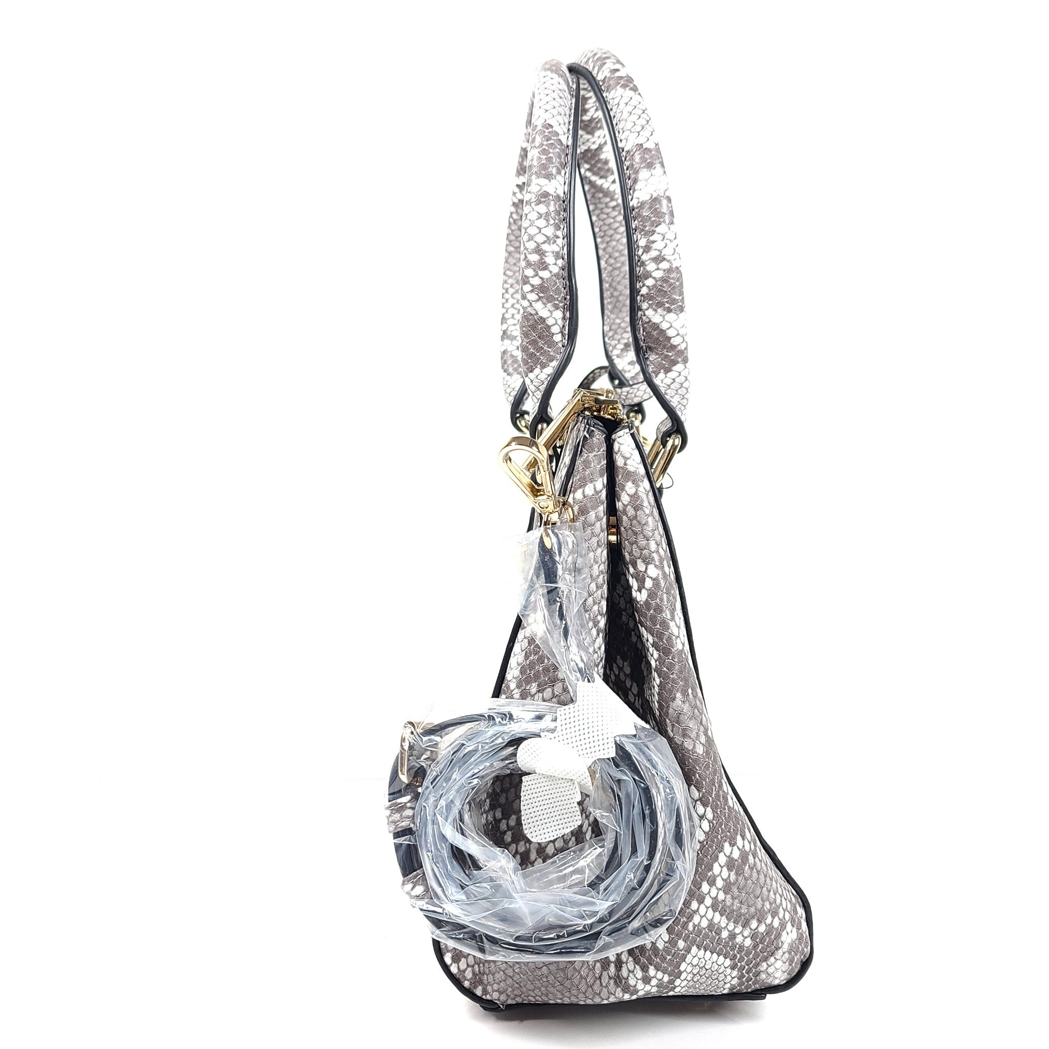 Dune London Women's Faux Snake Crossbody Purse Shoulder Strap Leather Gray