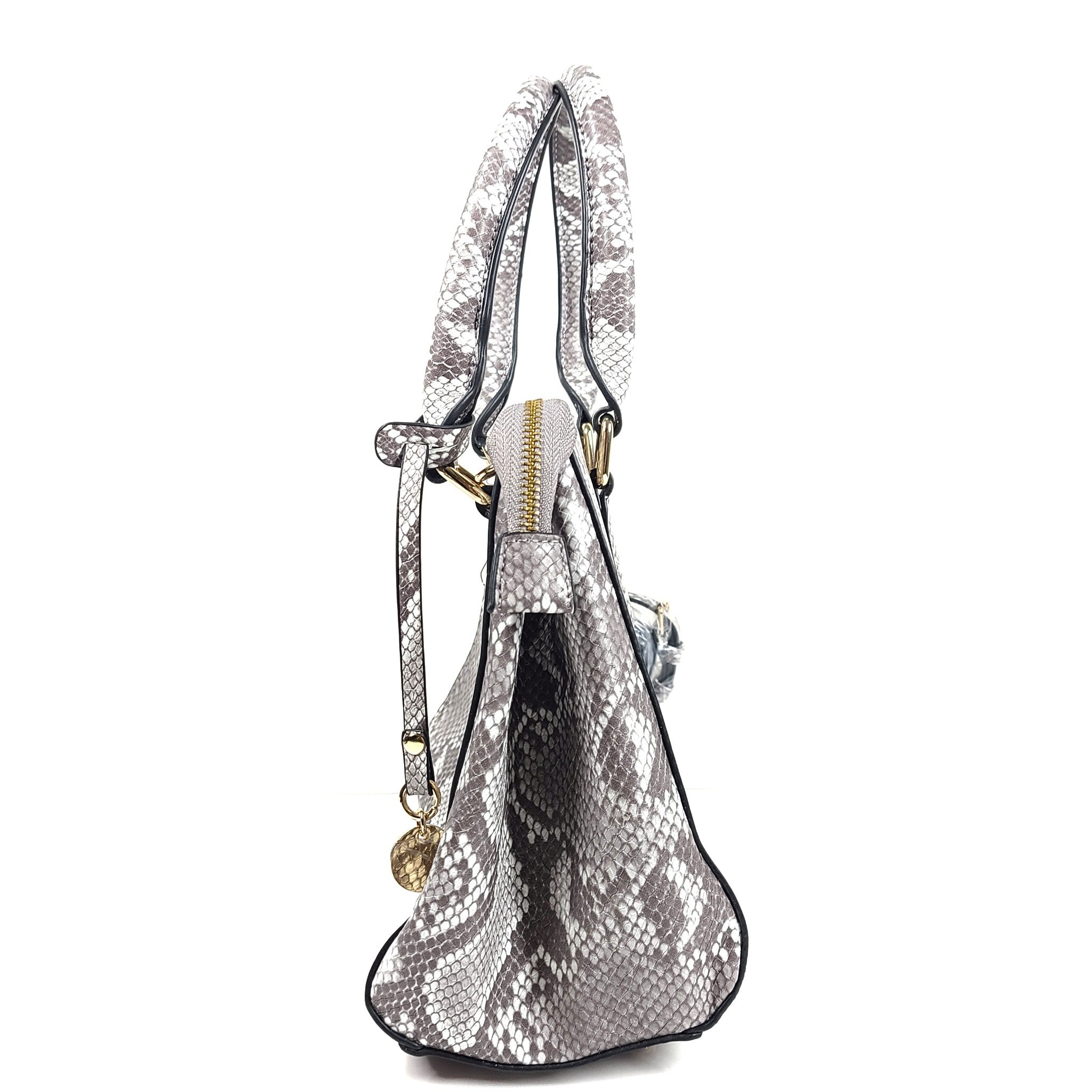 Dune London Women's Faux Snake Crossbody Purse Shoulder Strap Leather Gray