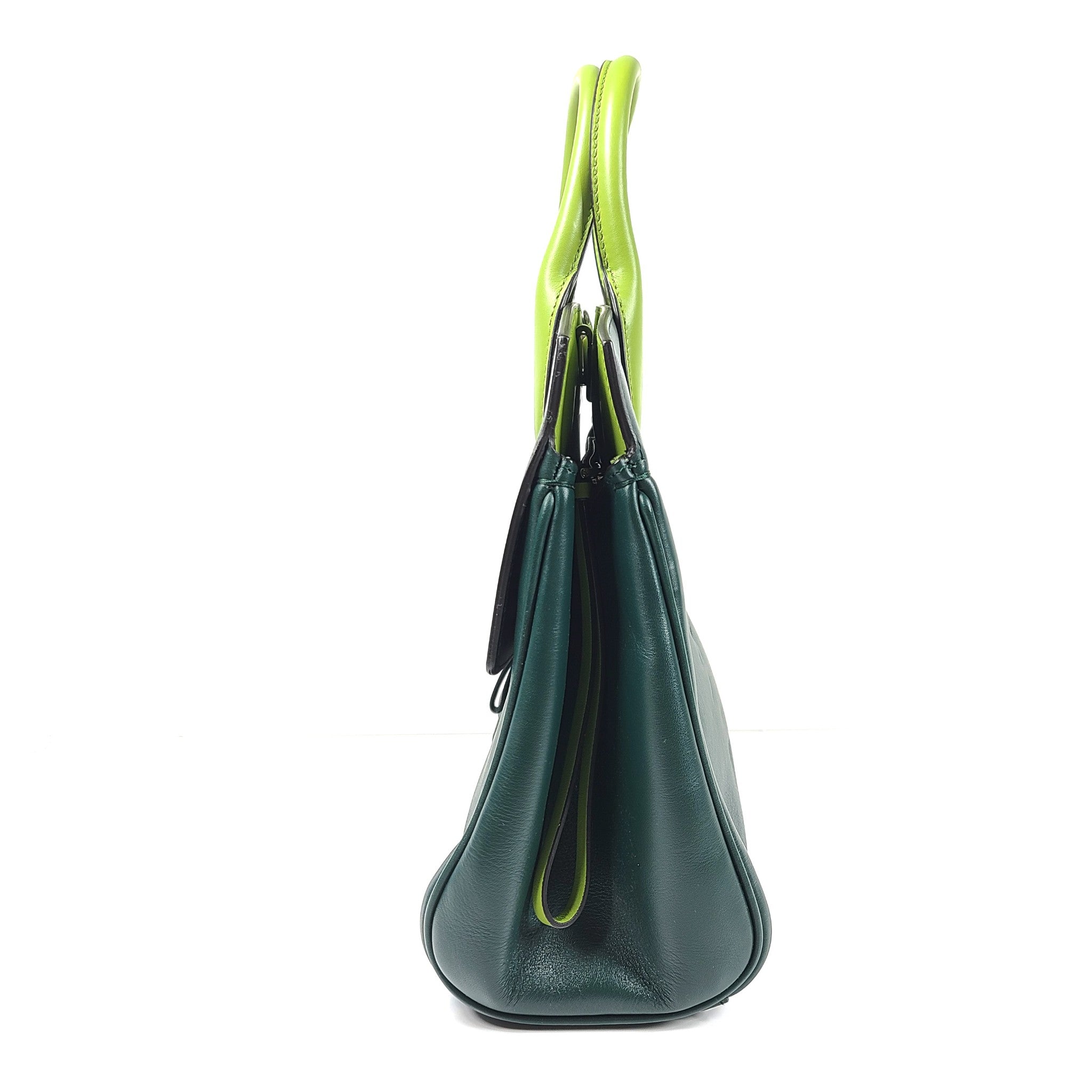 Salvatore Ferragamo Studio Satchel Top Handle Bag H159 Crossbody Calfskin Green
